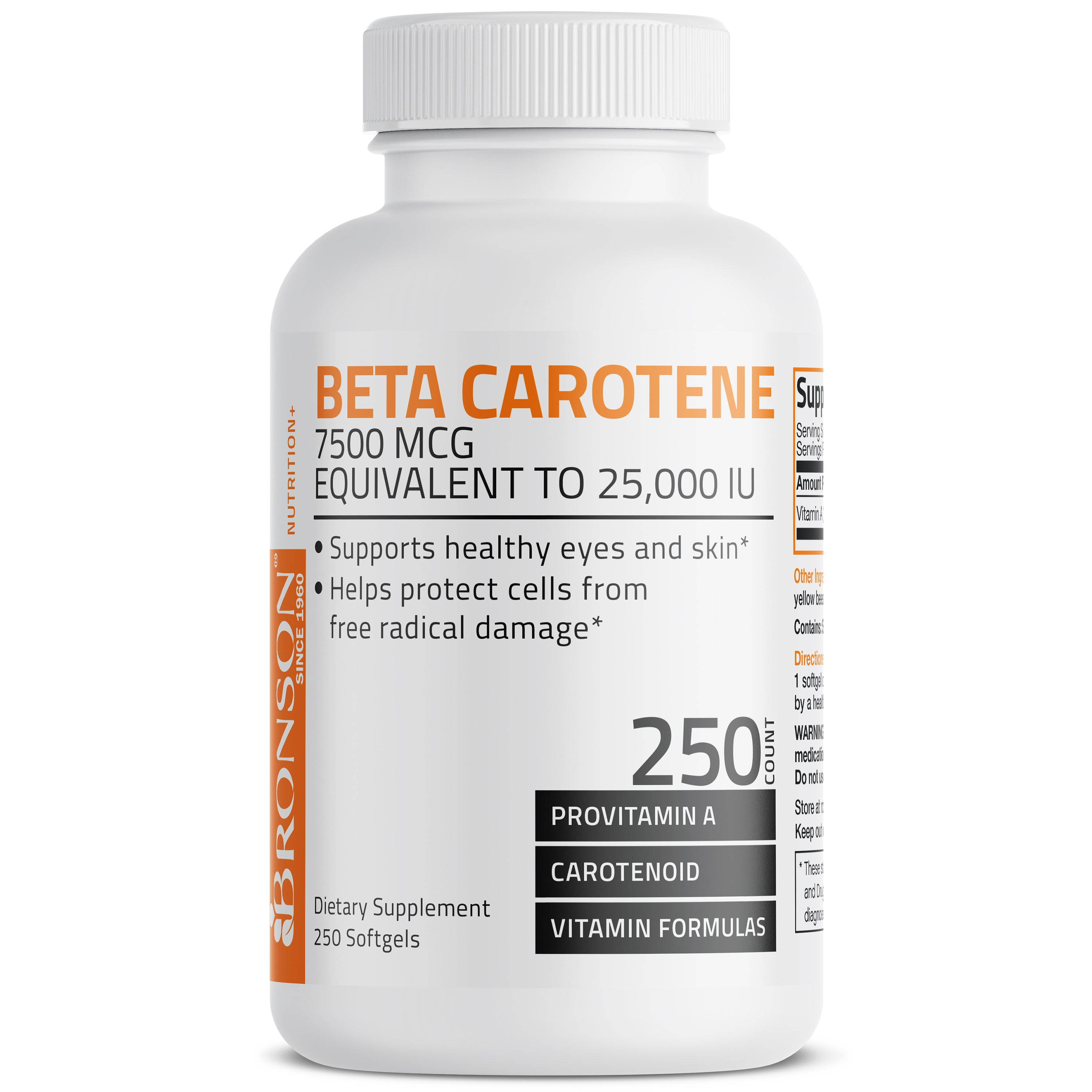 Vitamin A Beta Carotene -7,500 MCG (25,000 IU), 250 Softgels view 3 of 6