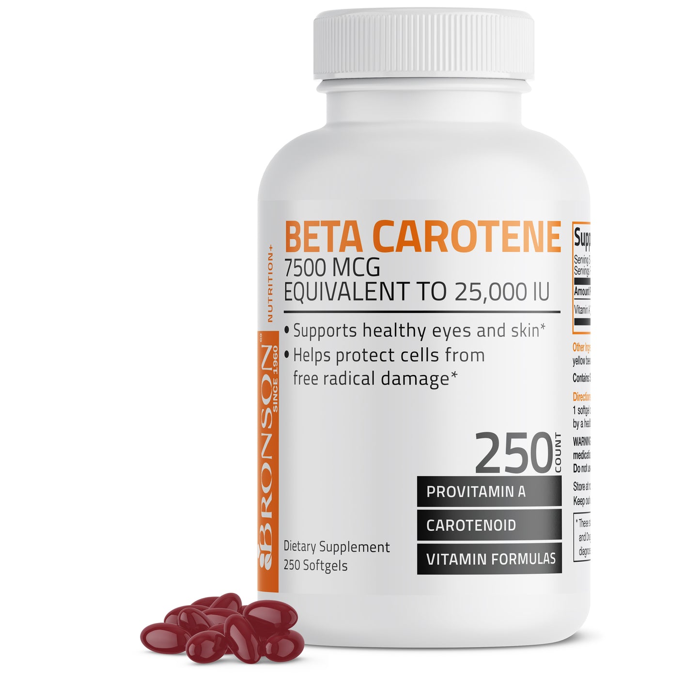 Vitamin A Beta Carotene -7,500 MCG (25,000 IU), 250 Softgels