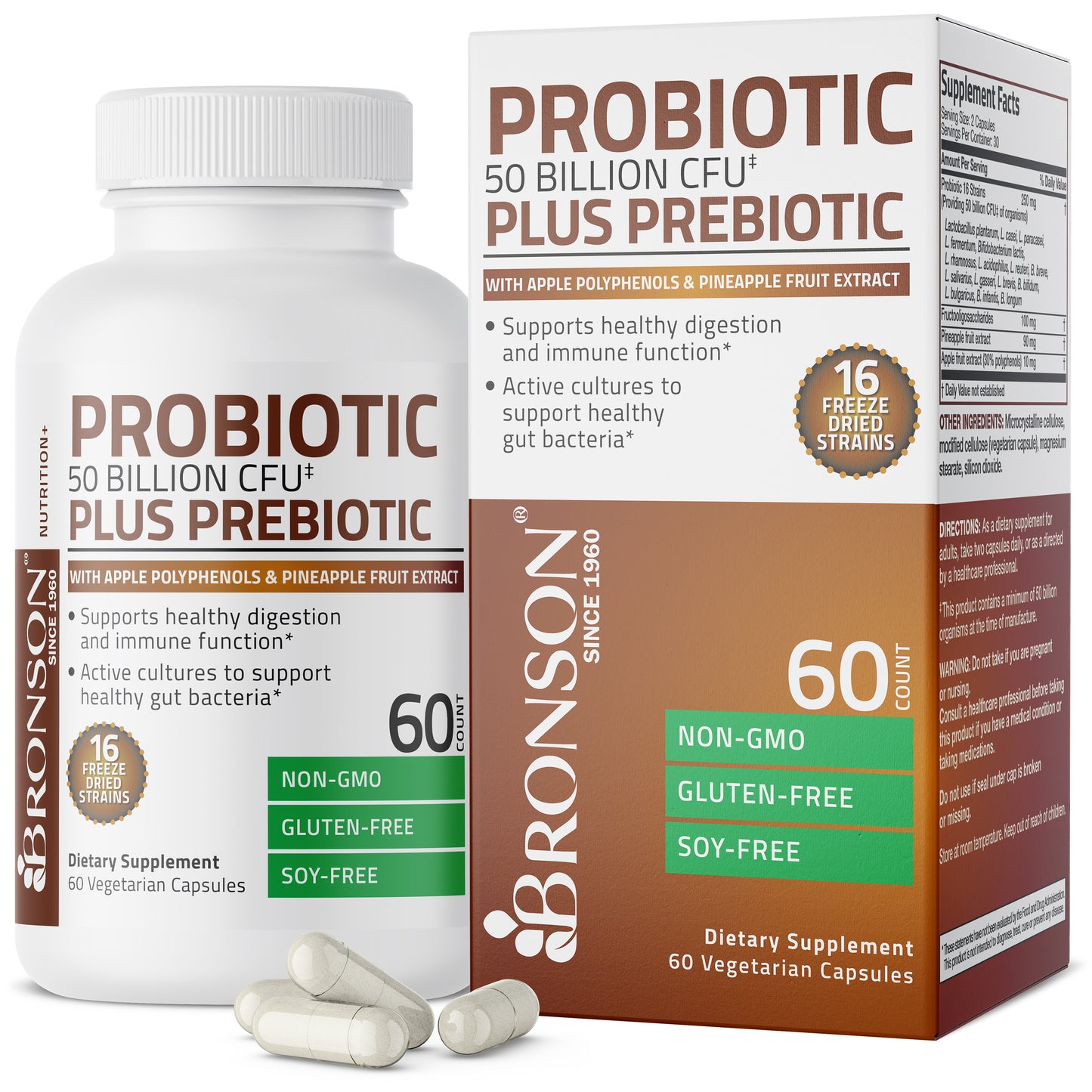 Probiotic Plus Prebiotic - 50 Billion CFU - 60 Vegetarian Capsules