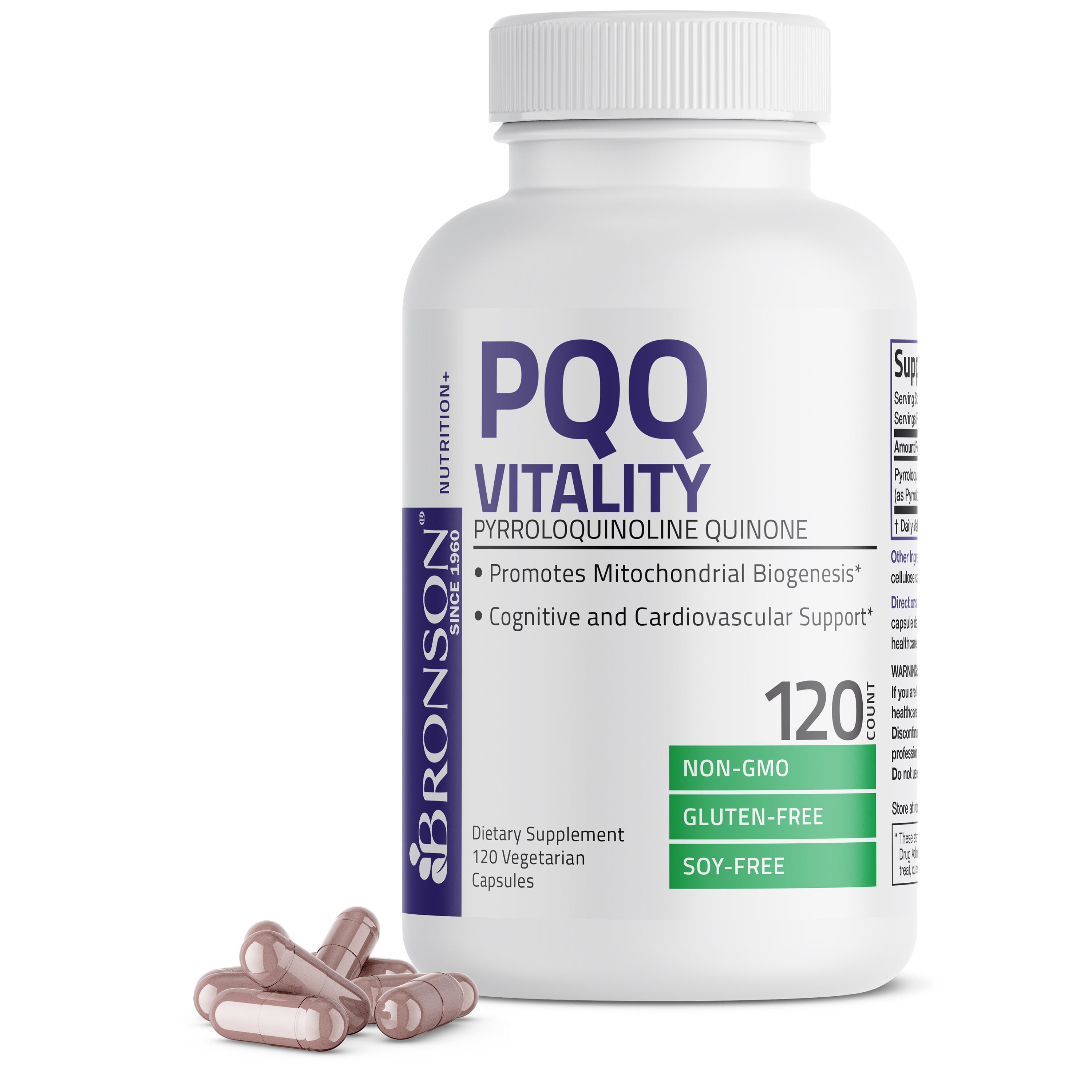 PQQ Vitality Pyrroloquinoline Quinone - 20 mg - 120 Vegetarian Capsules