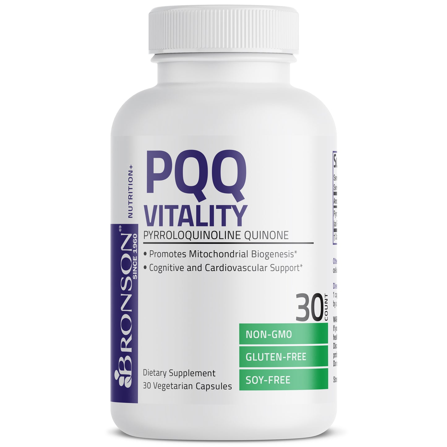 PQQ Vitality Pyrroloquinoline Quinone - 20 mg - 30 Vegetarian Capsules