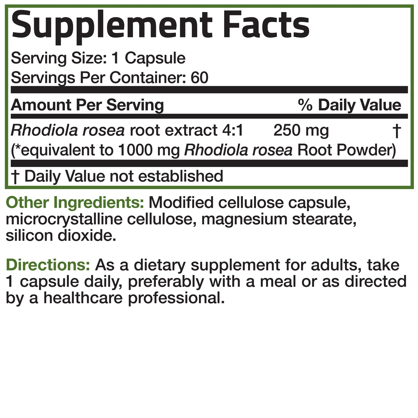 Rhodiola Rosea Root - 1,000 mg