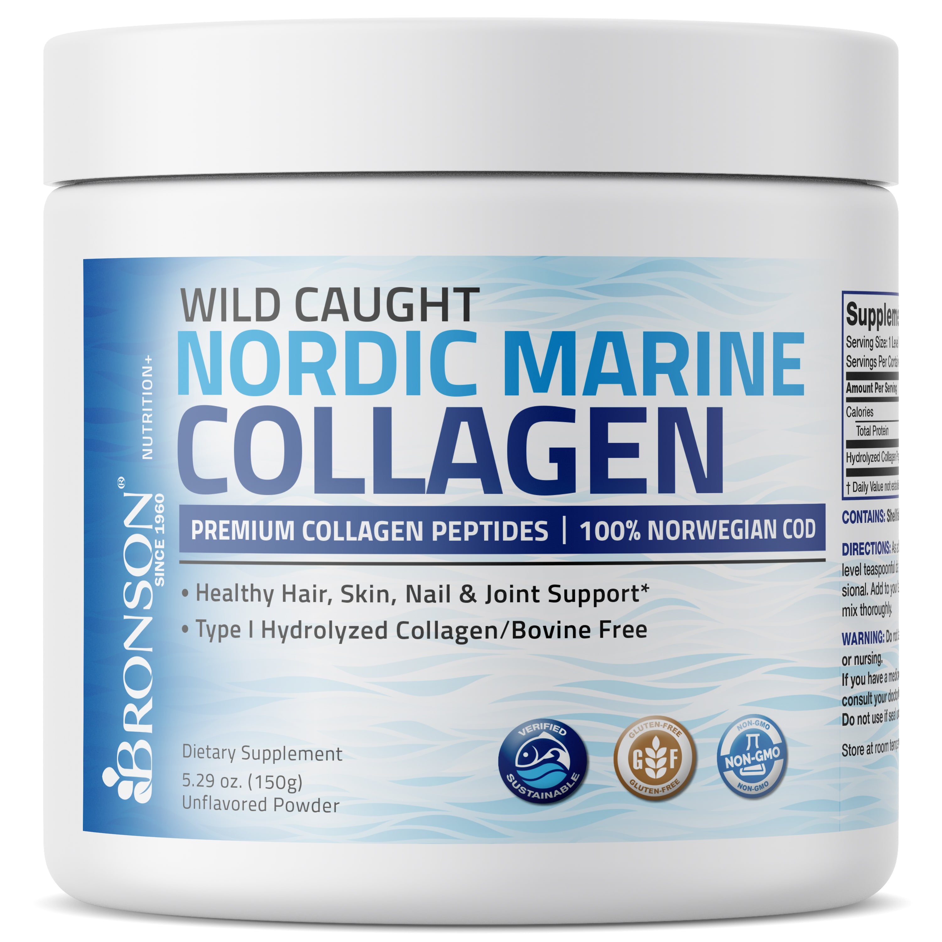 Marine Collagen Peptides Nordic Norwegian Wild Caught Cod Powder - Unflavored - 150g (5.29 oz) view 4 of 6