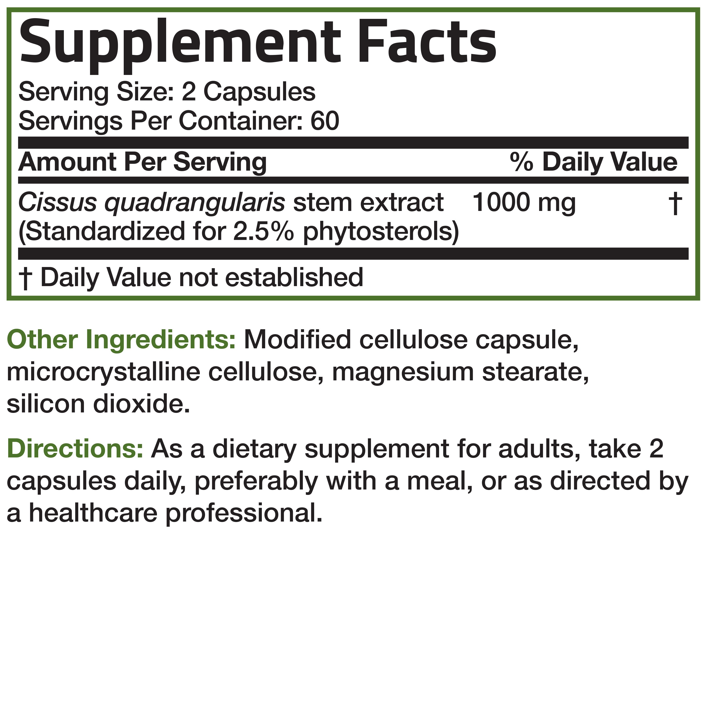 Cissus Quadrangularis Extract - 1,000 mg - 120 Vegetarian Capsules view 5 of 5