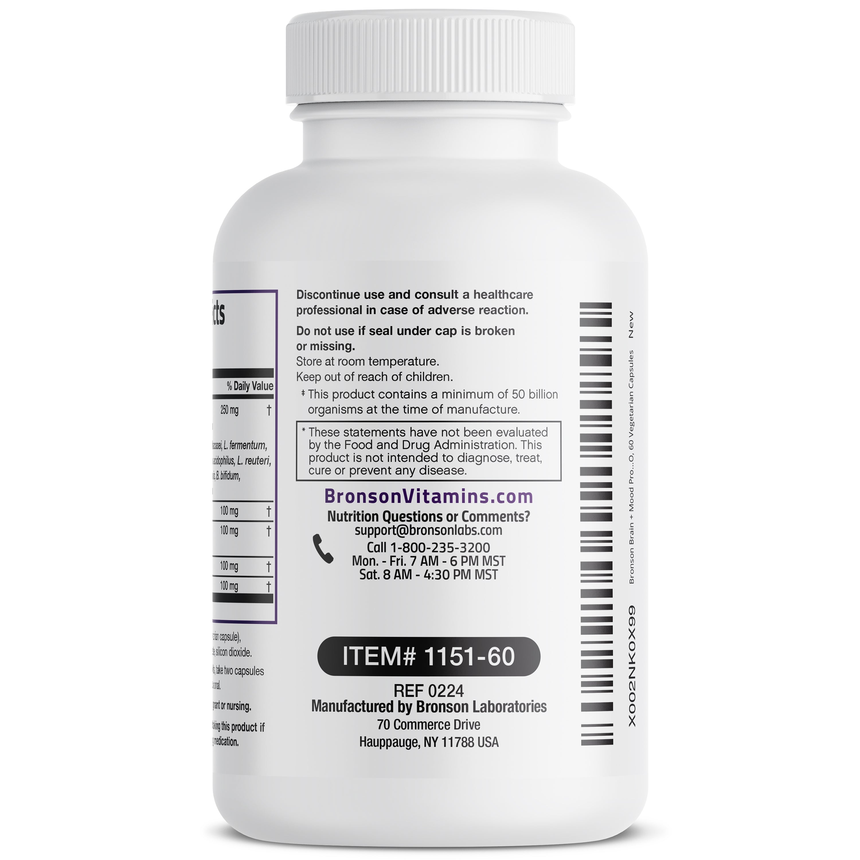 Probiotic Plus Prebiotic with L-Theanine, Bacopa & Rhodiola - 50 Billion CFU - 60 Vegetarian Capsules view 4 of 7