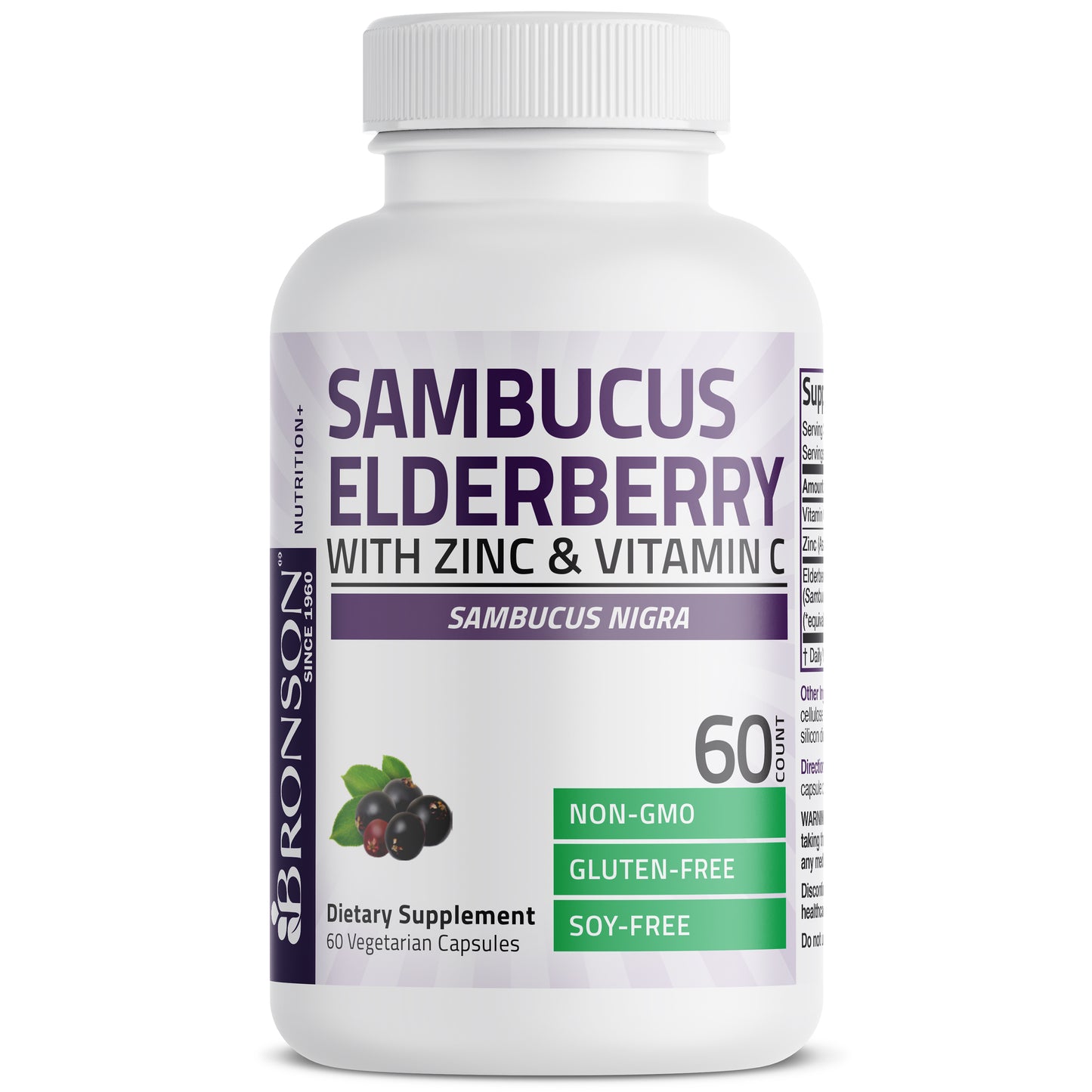 Sambucus Elderberry with Zinc & Vitamin C - 60 Vegetarian Capsules