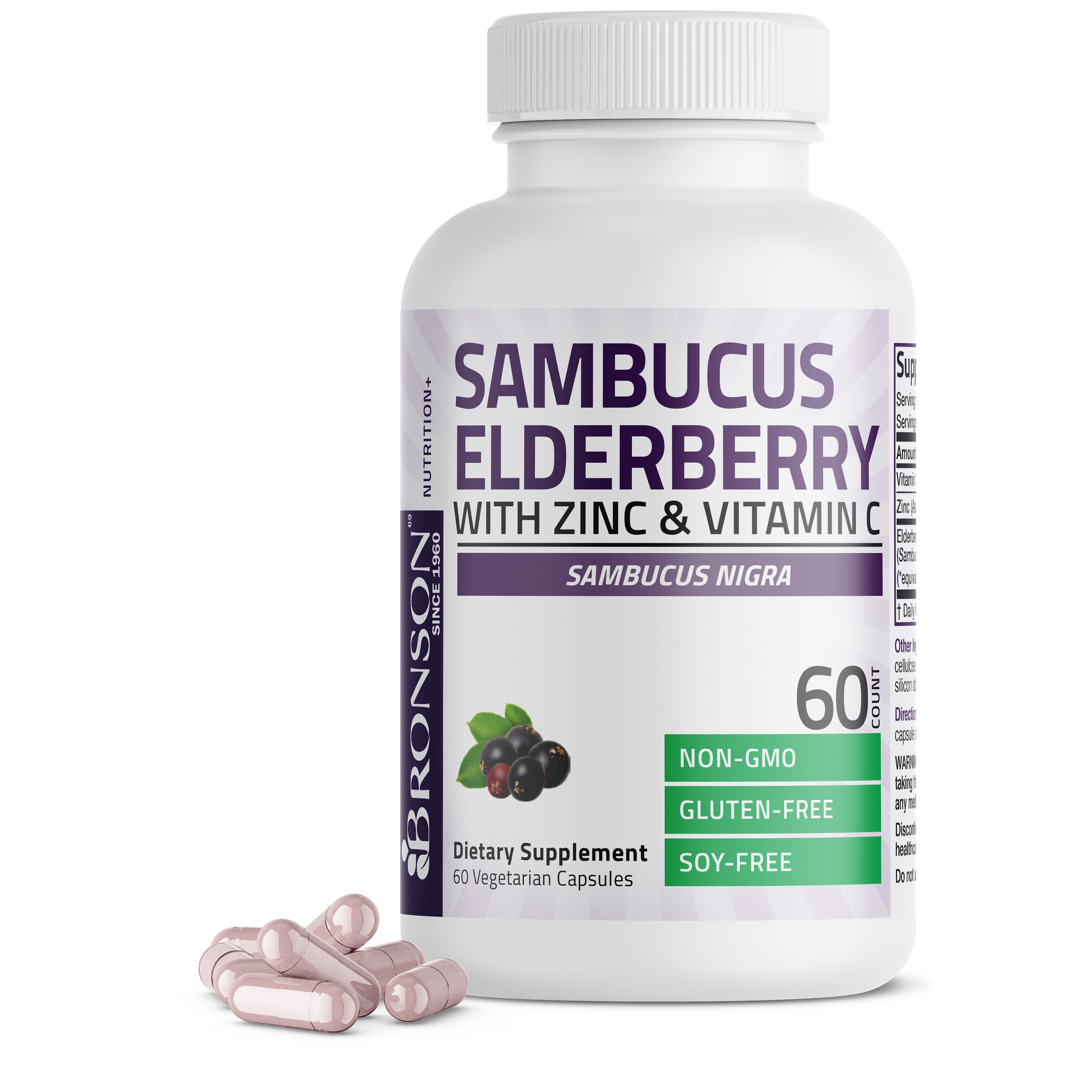Sambucus Elderberry with Zinc & Vitamin C - 60 Vegetarian Capsules