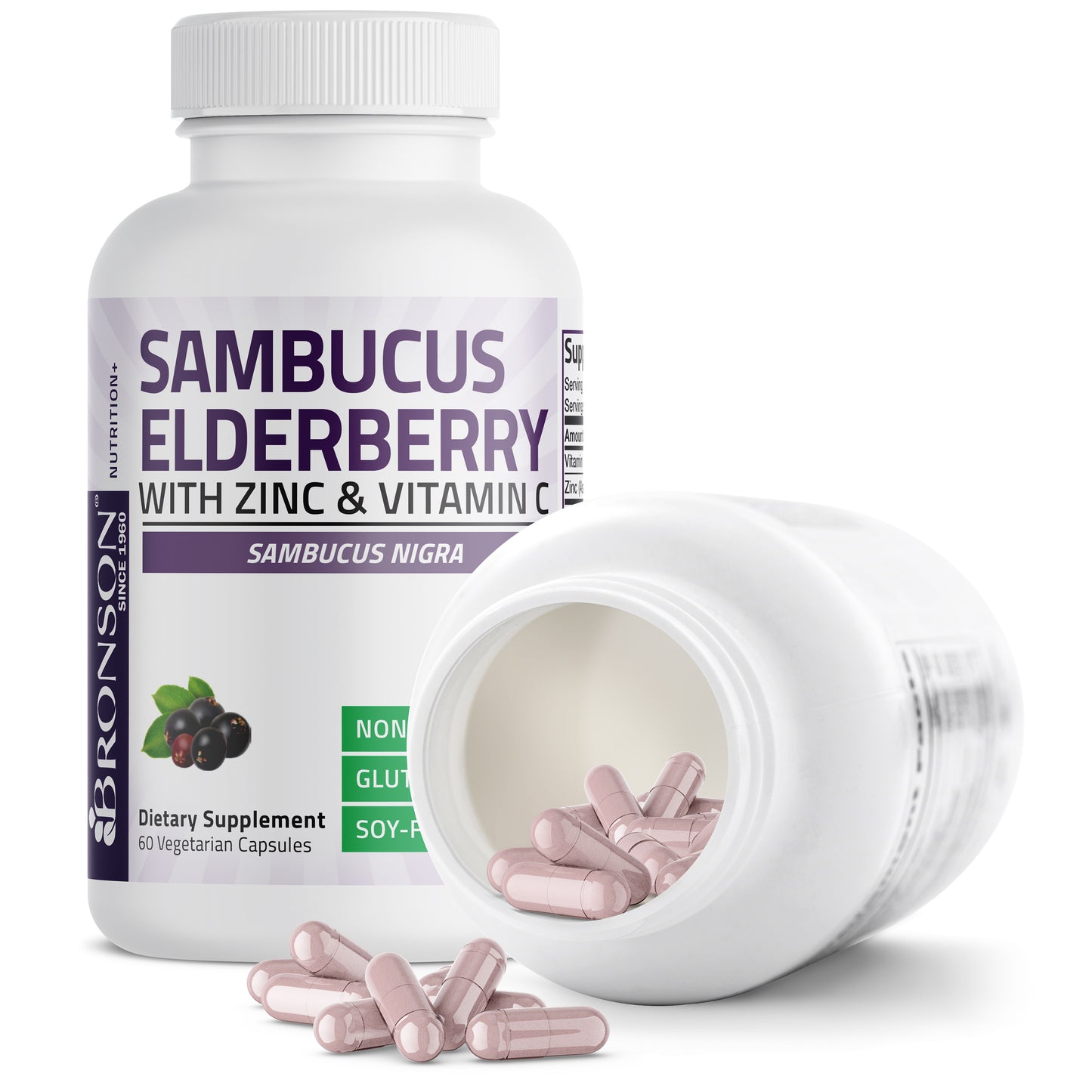 Sambucus Elderberry with Zinc & Vitamin C - 60 Vegetarian Capsules