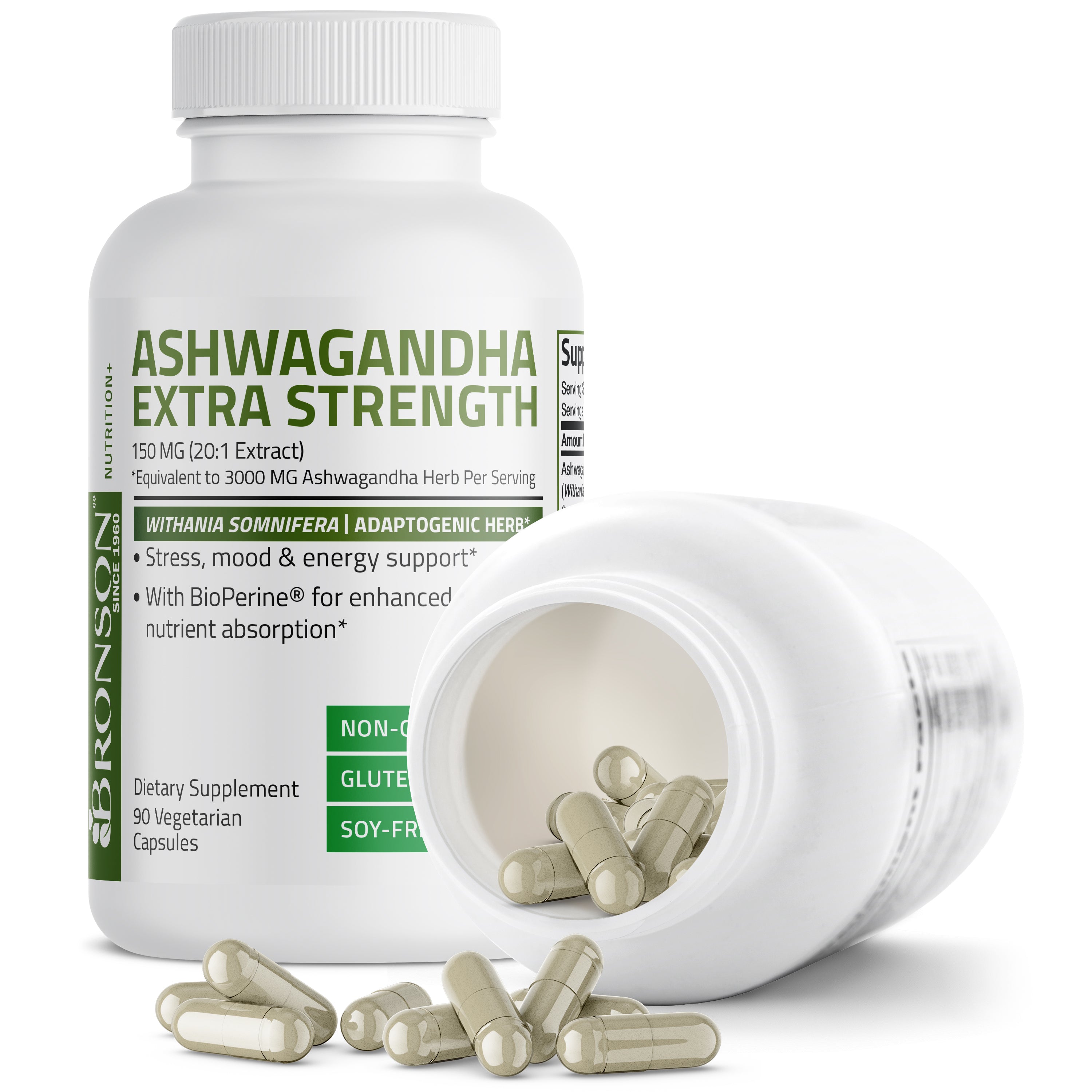 Bronson Ashwagandha Extra Strength 3000 Mg 120 Vegetarian Capsules Bronsonlabs 5116