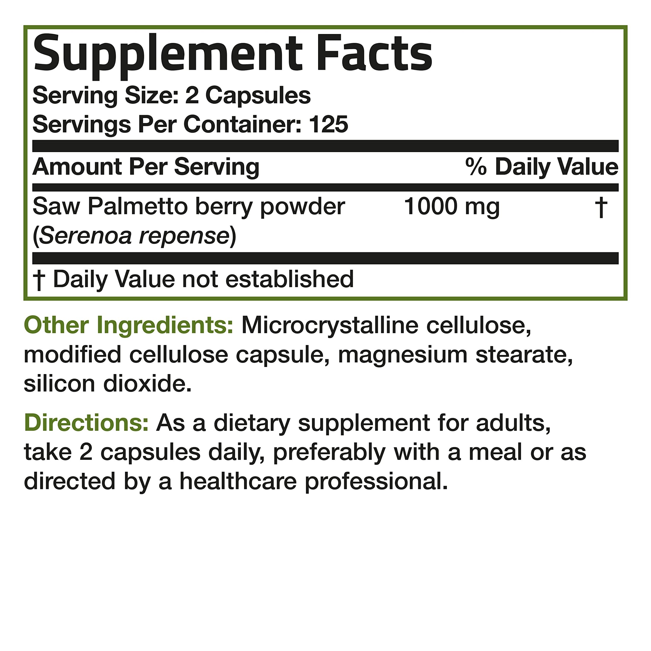 Saw Palmetto Extra Strength 1000 Mg 100 Vegetarian Capsules Herbs And Herbal Extracts 3424