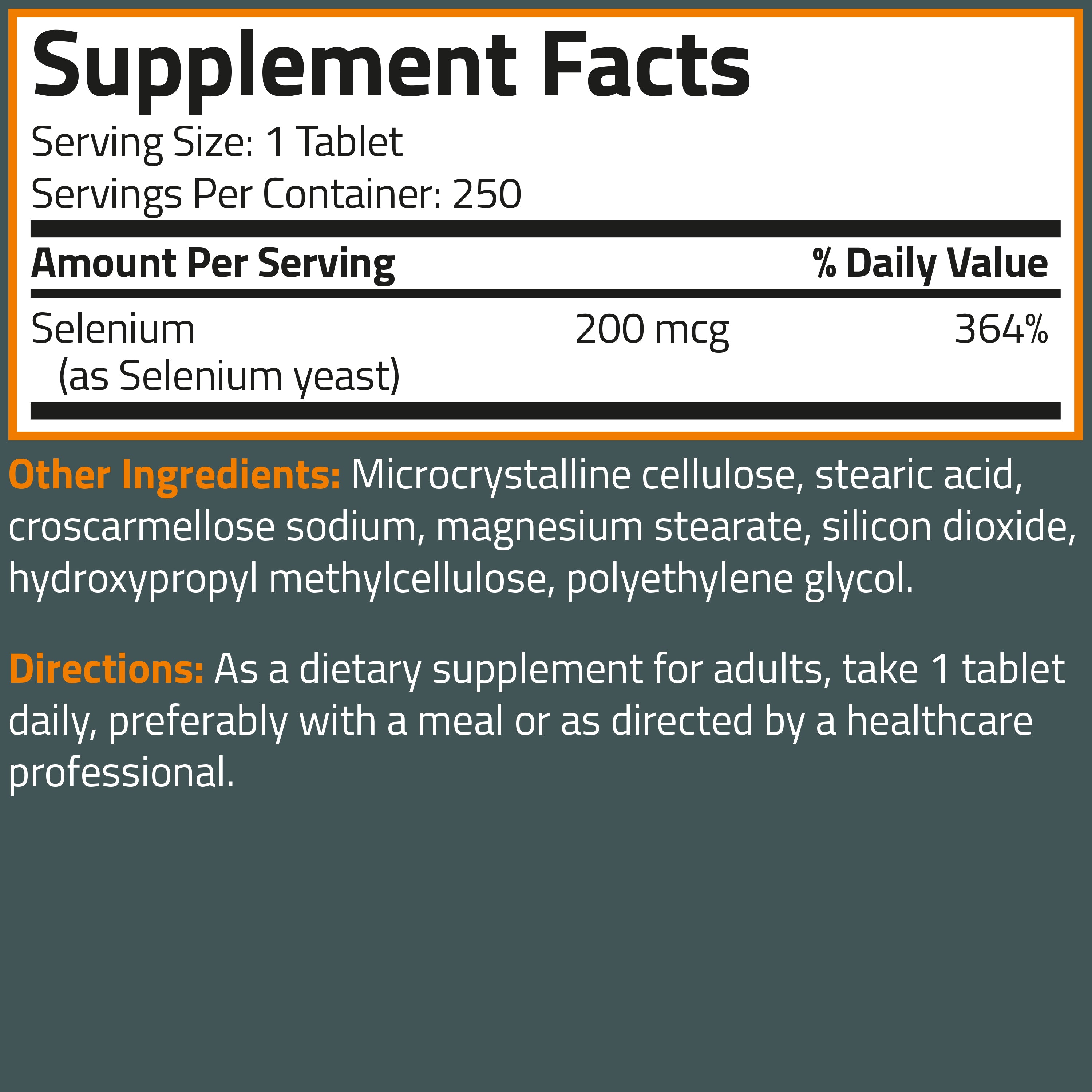 Selenium 200 mcg, 250 Vegetarian Tablets view 6 of 6