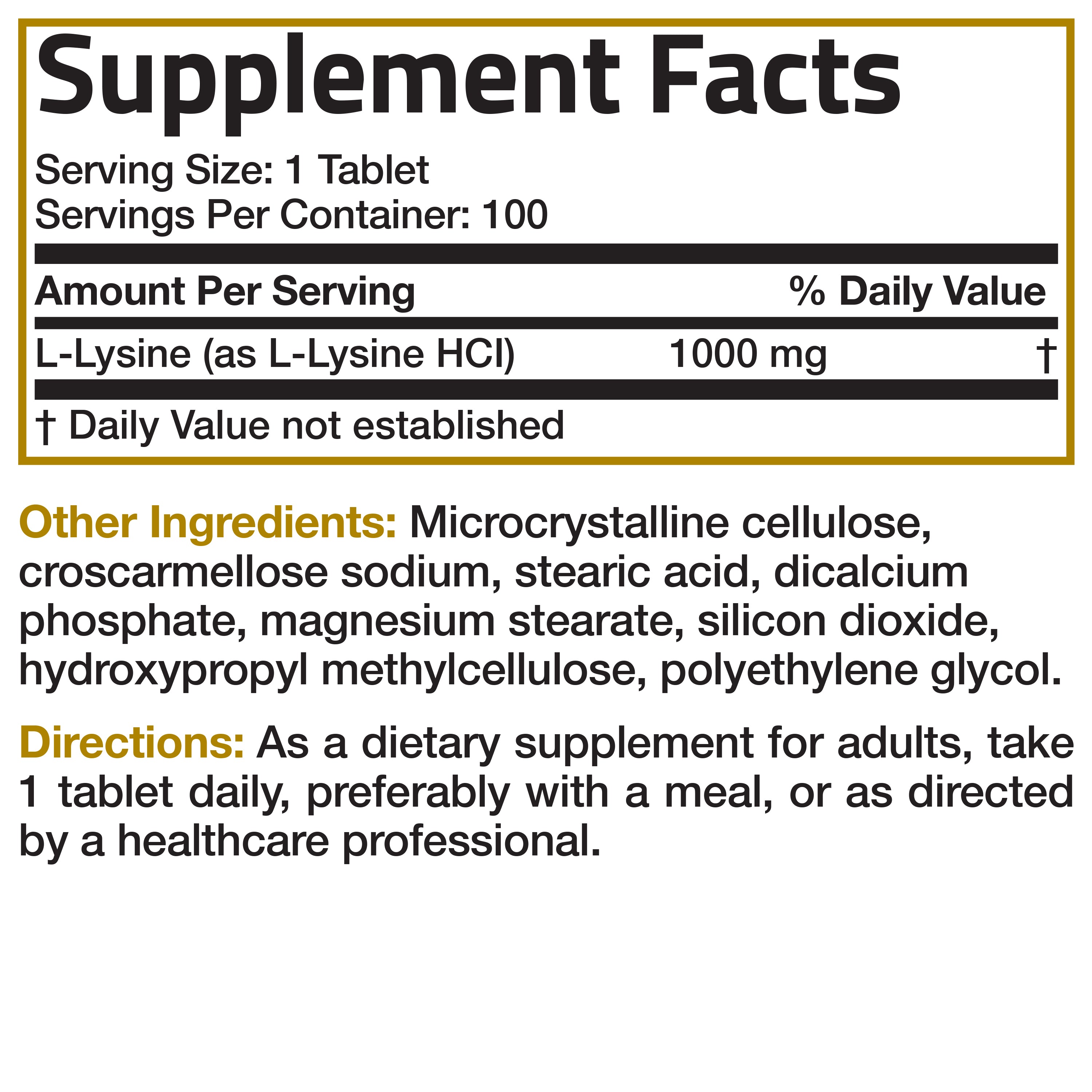 L-Lysine Extra Strength 1,000 MG view 6 of 6