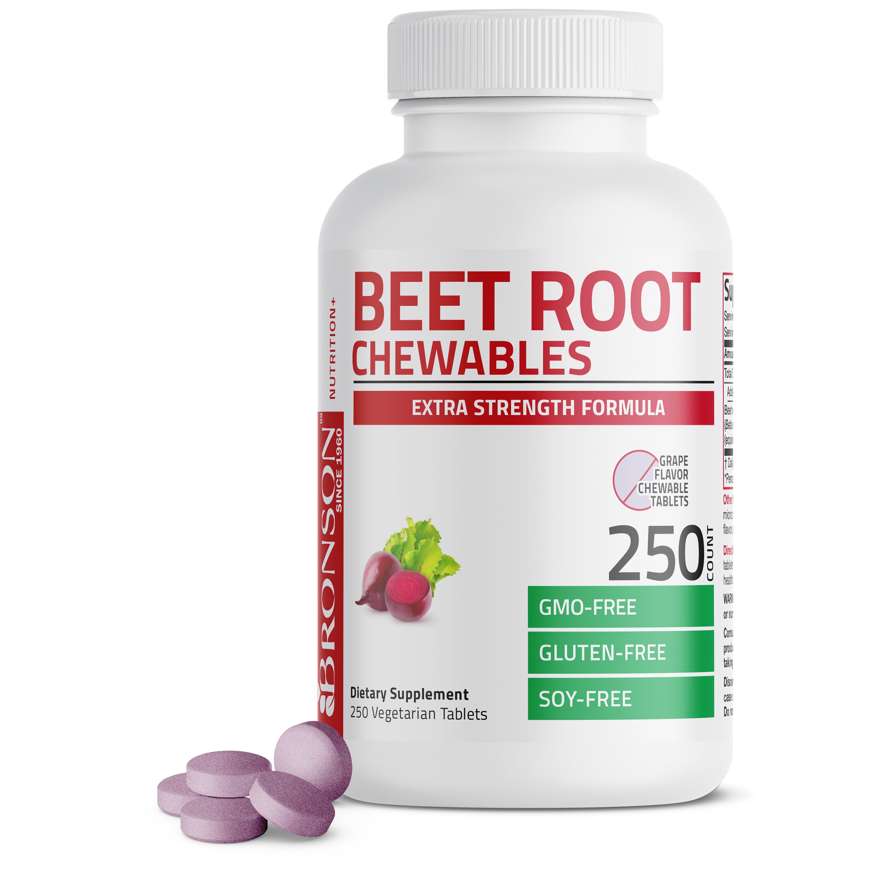 Beet Root Chewables 2000 MG, 250 Grape Flavored Tablets