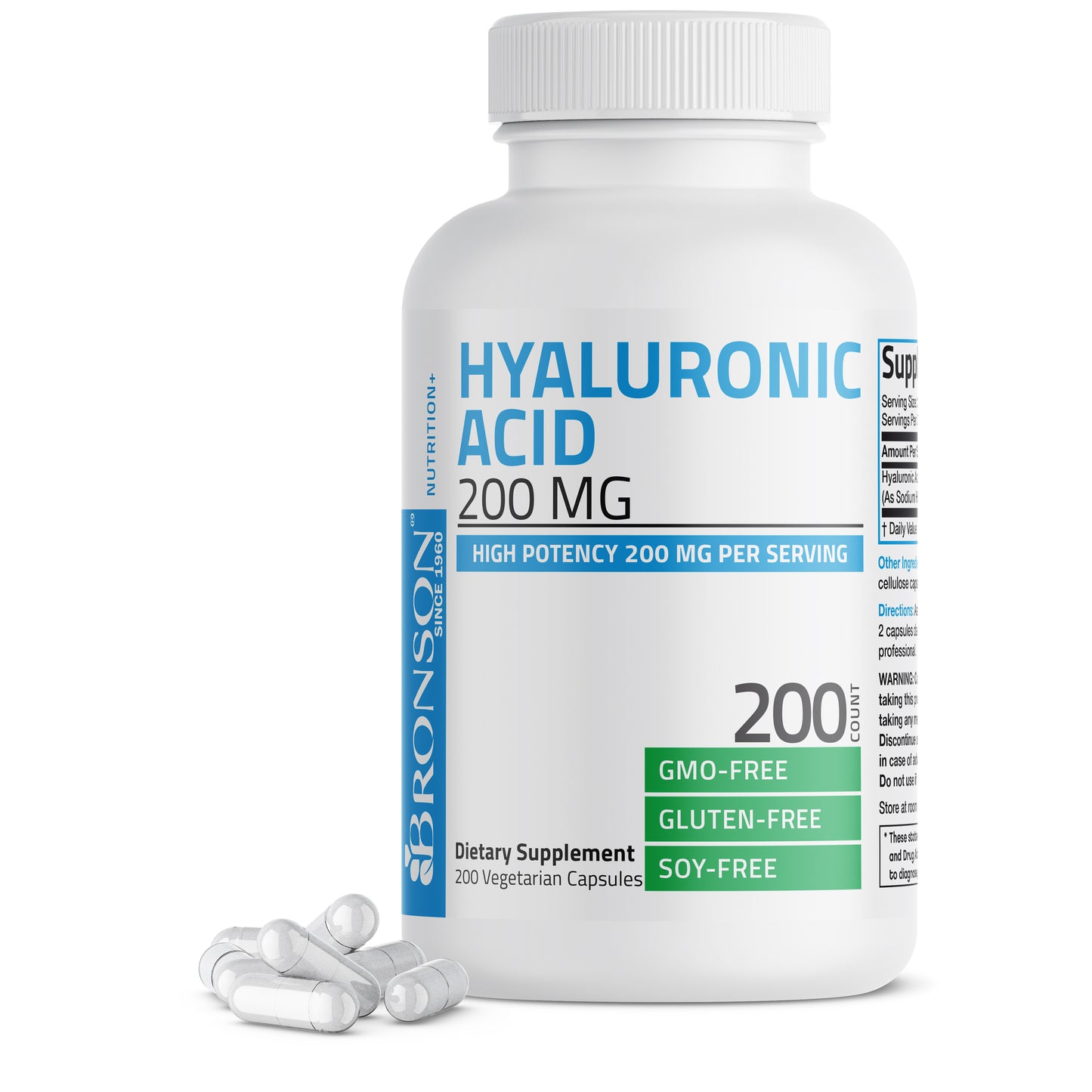 Hyaluronic Acid 200 MG, 200 Vegetarian Capsules