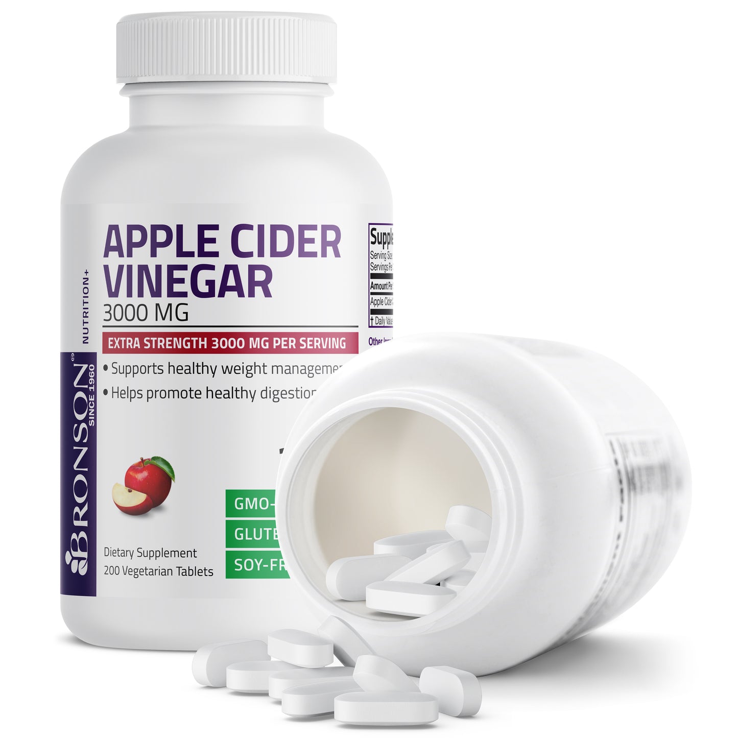 Apple Cider Vinegar 3000 MG, 200 Vegetarian Tablets