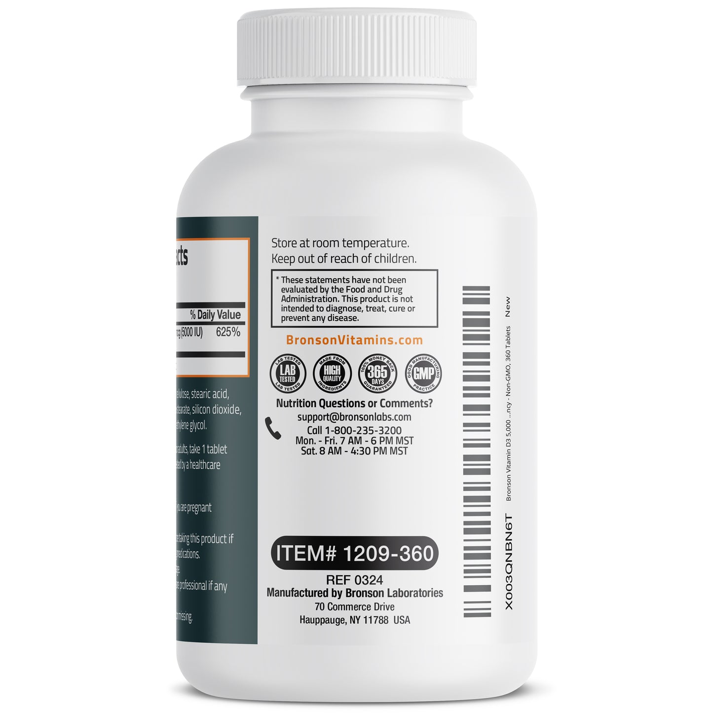 Vitamin D3 5,000 IU (125 MCG), 360 Tablets