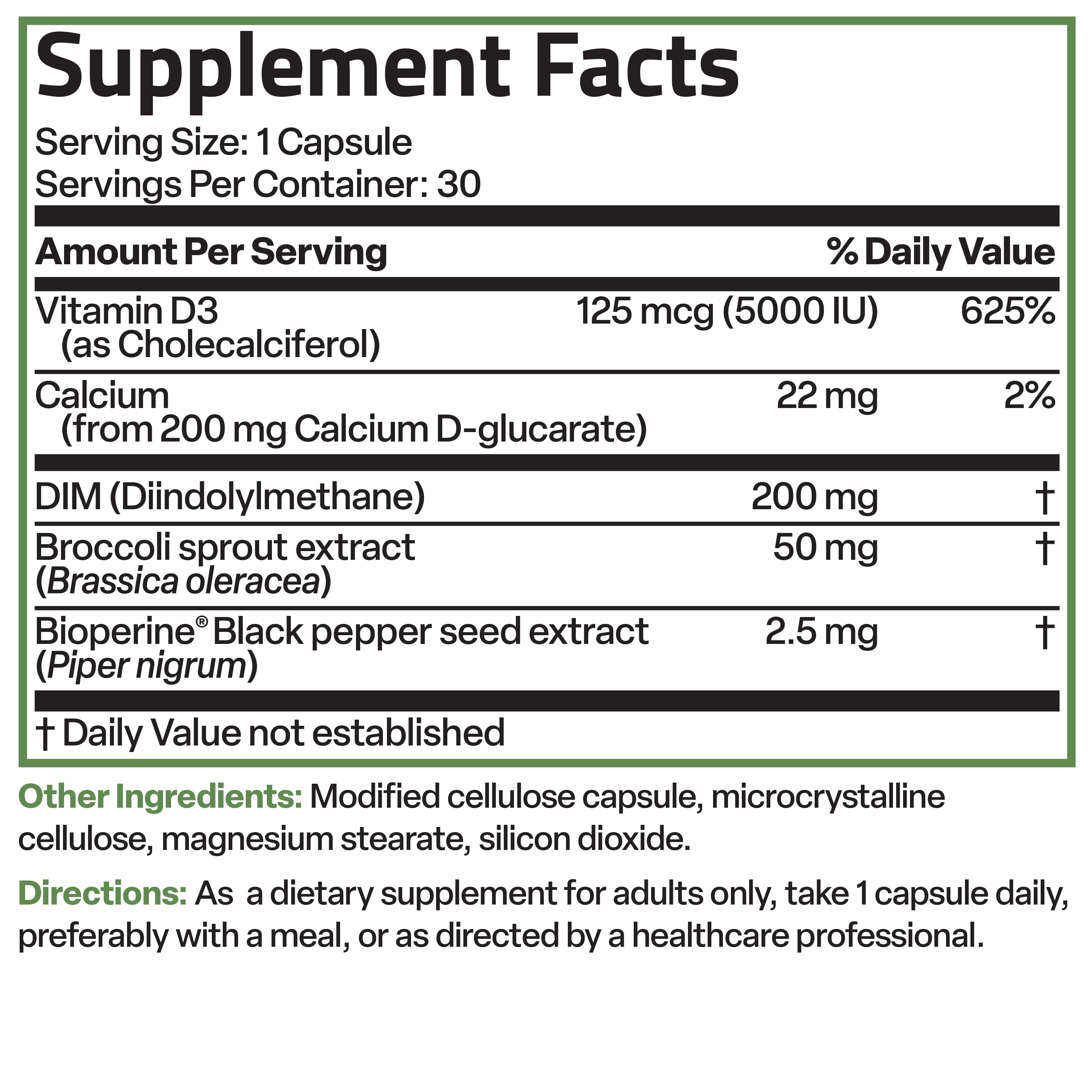 DIM Balance+ Calcium D-Glucarate, Broccoli Sprouts and Vitamin D3 200 MG view 6 of 6