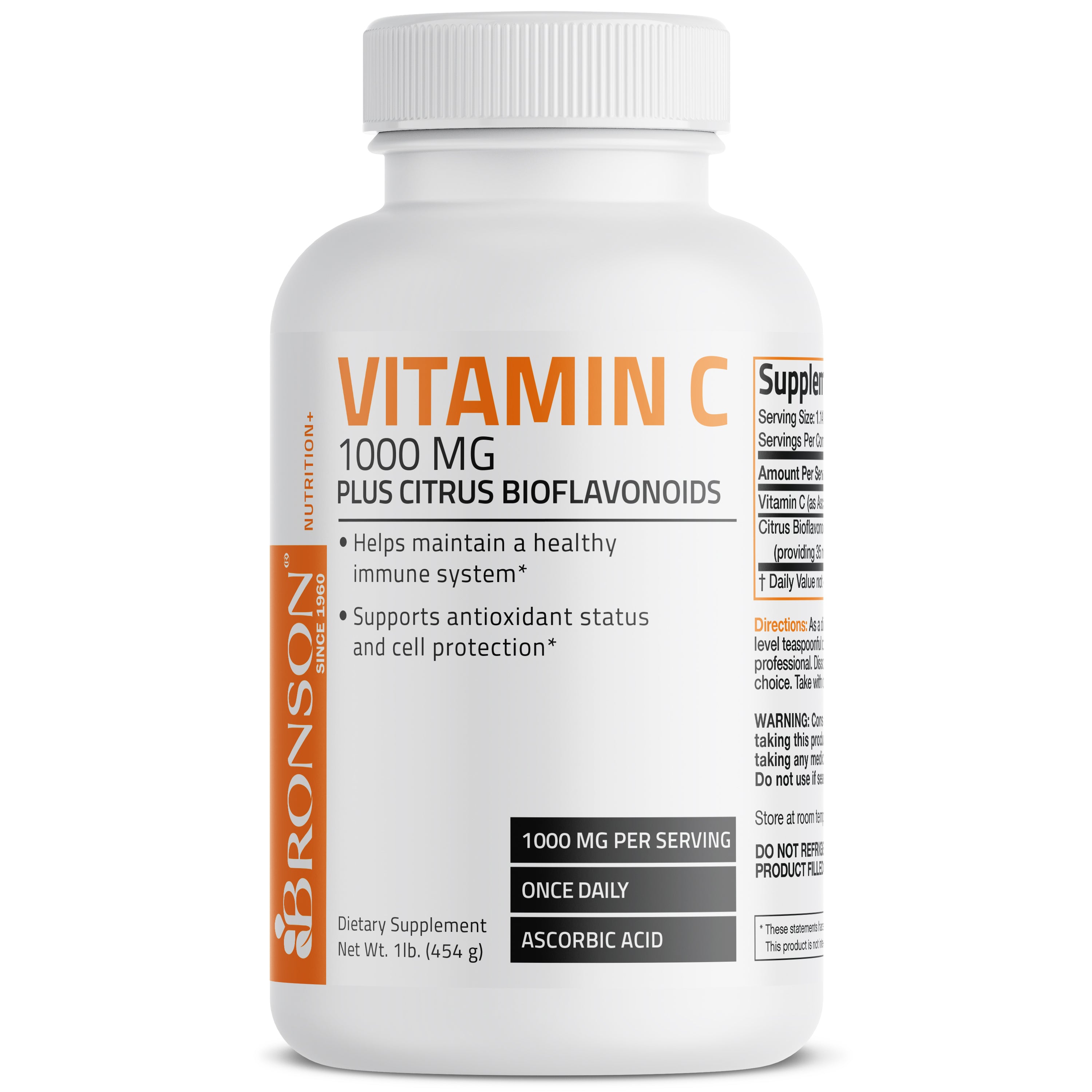 Vitamin C Ascorbic Acid Crystals with Citrus Bioflavonoids - 1,000 mg - 1 lb (454g) view 1 of 4