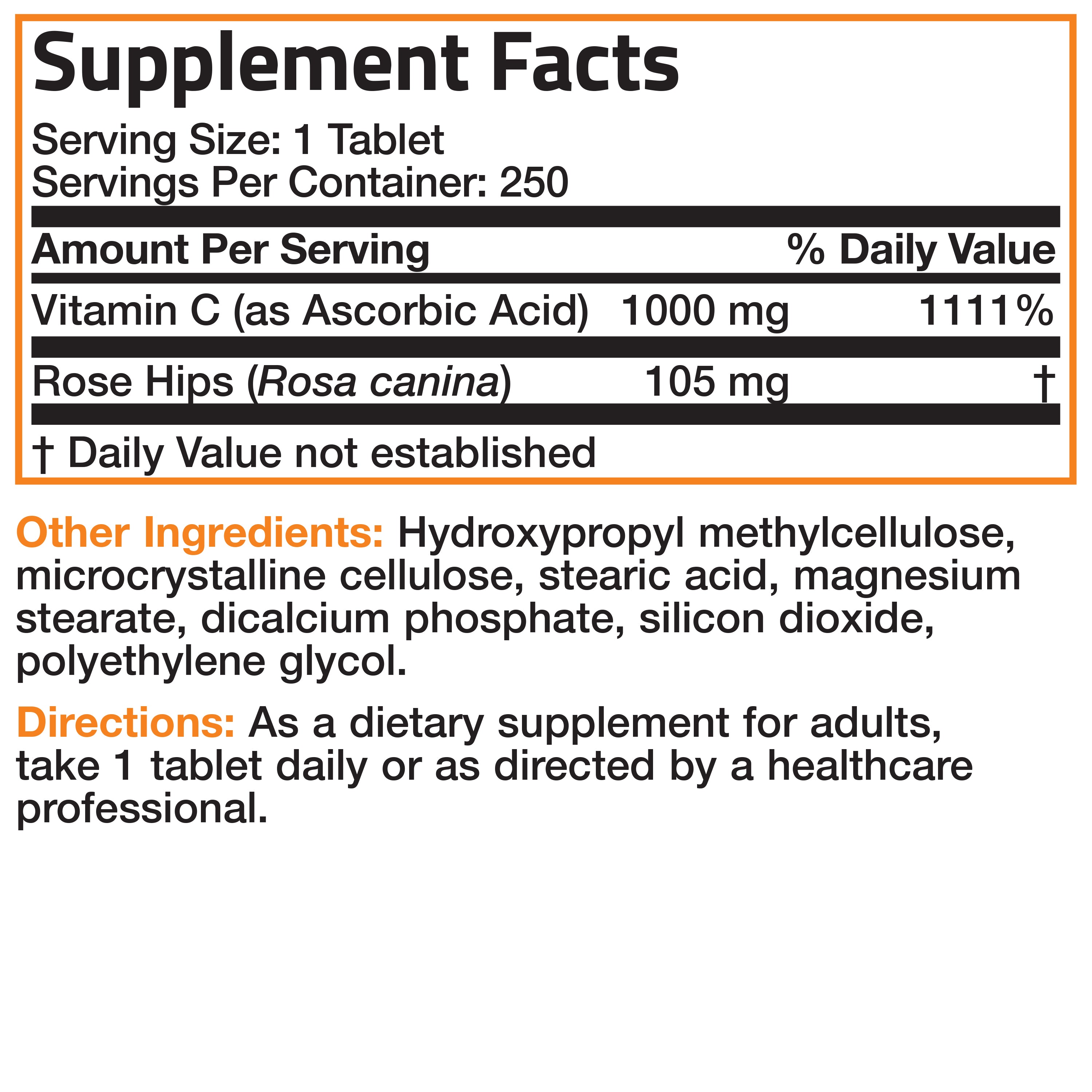 Vitamin C Ascorbic Acid Sustained Release with Rose Hips - 1,000 mg view 10 of 6