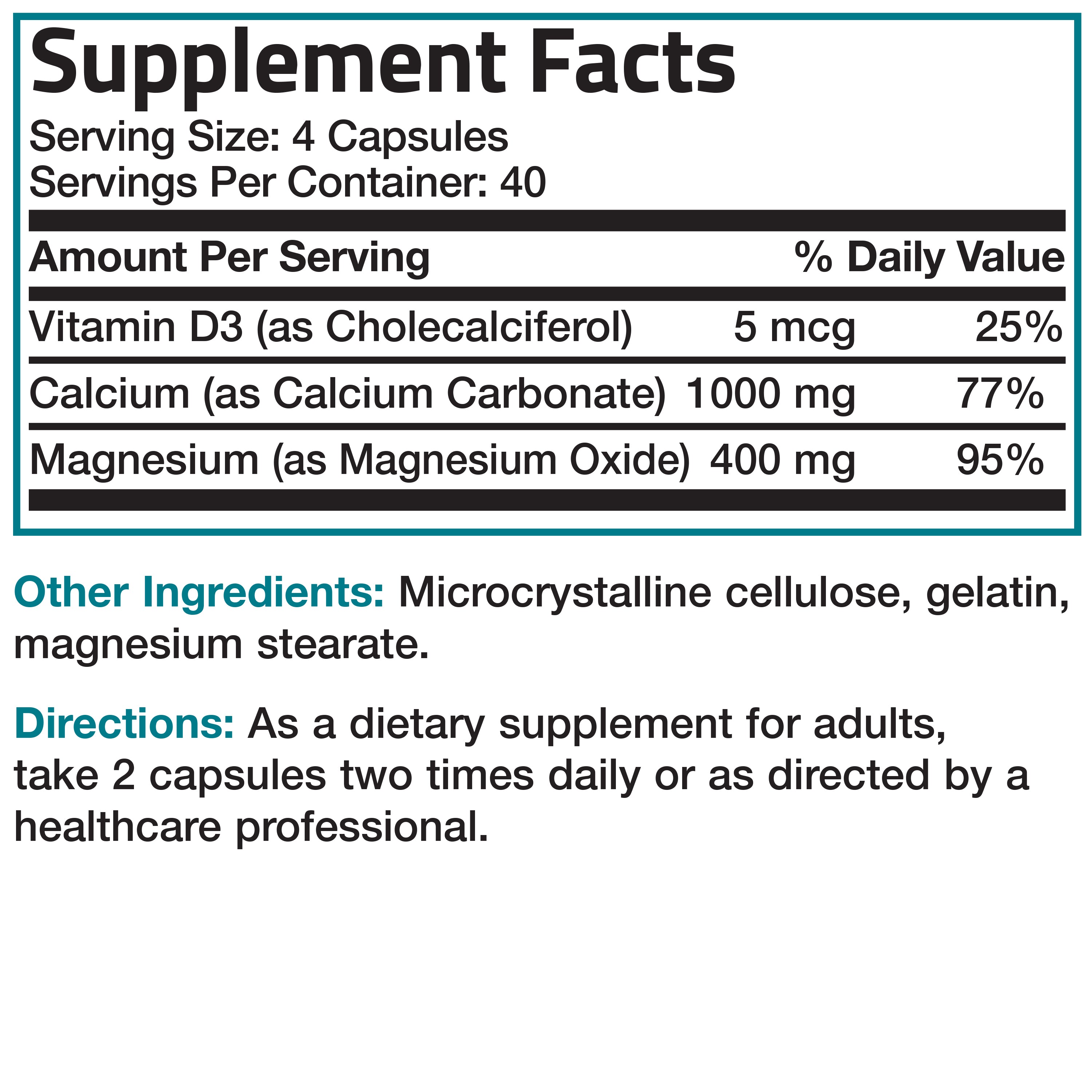 Calcium 1,000 Complex with Magnesium and Vitamin D - 160 Capsules view 4 of 4