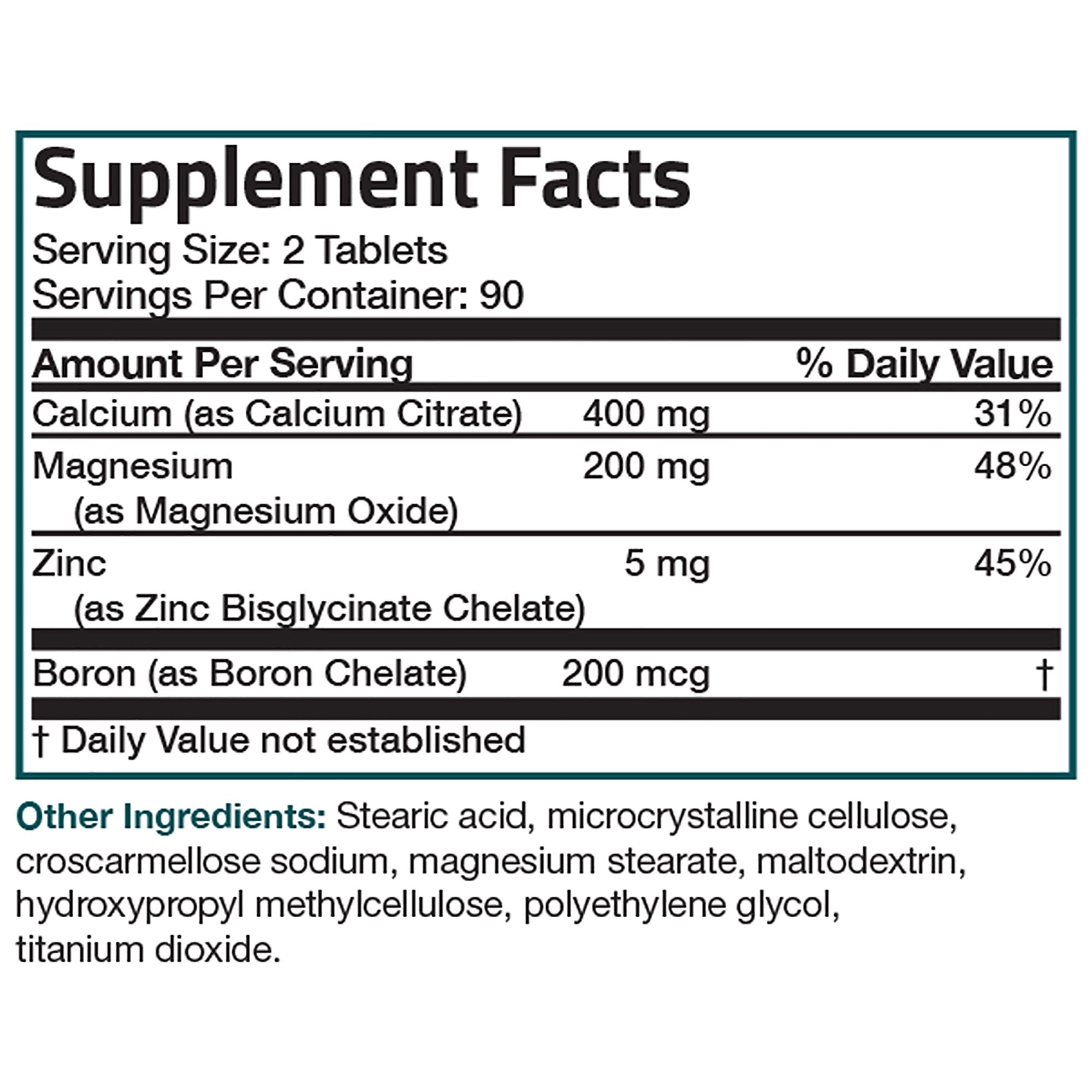 Calcium and Magnesium with Boron and Zinc - 180 Tablets view 6 of 6