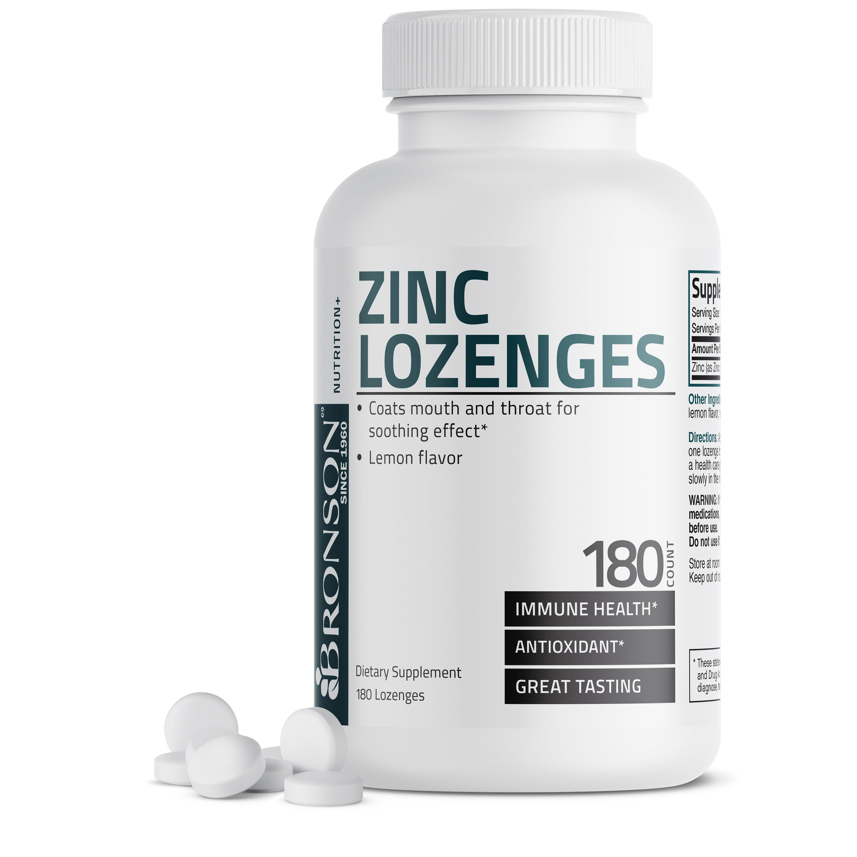 Zinc Lozenges - Lemon - 23 mg - 180 Lozenges