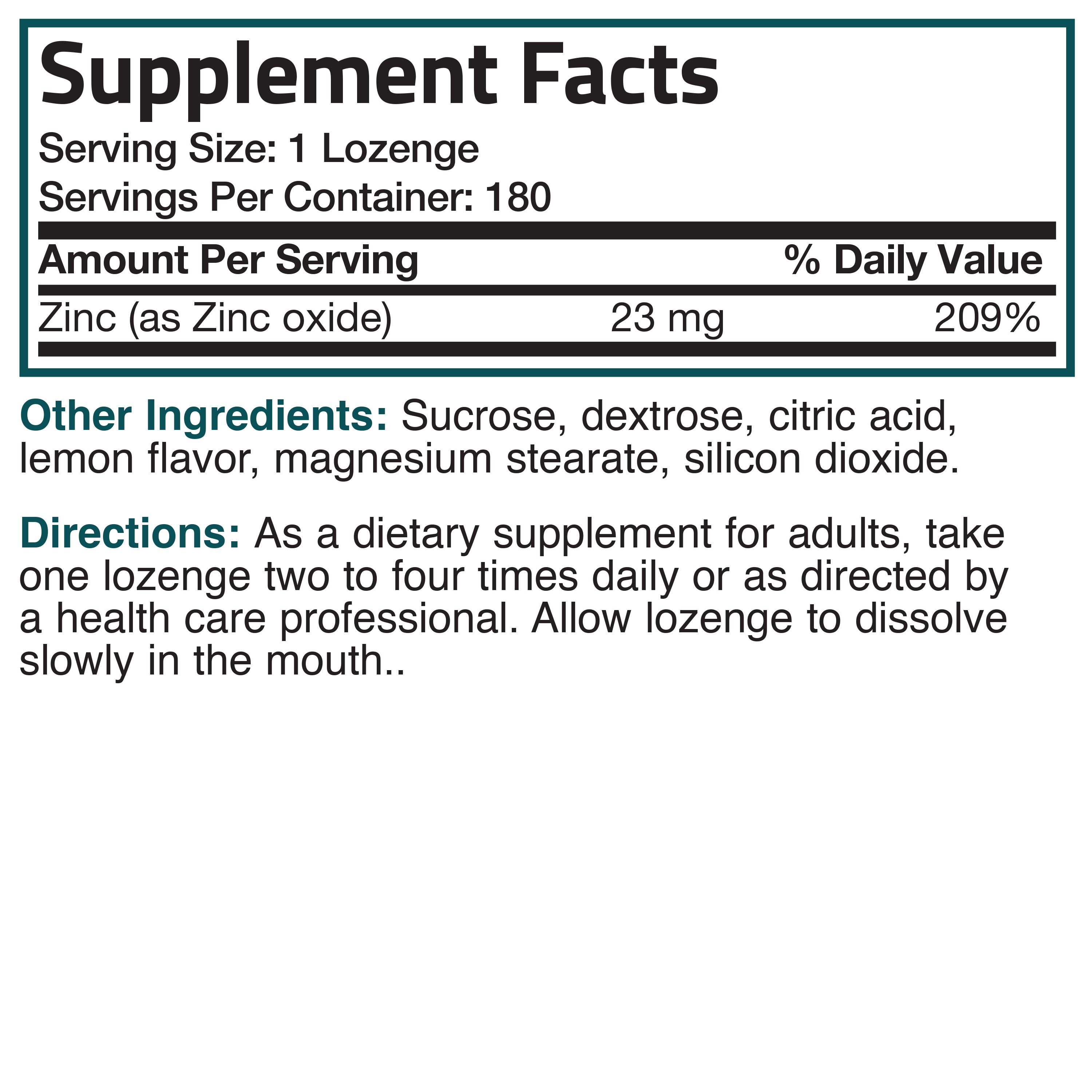 Zinc Lozenges - Lemon - 23 mg - 180 Lozenges view 6 of 6