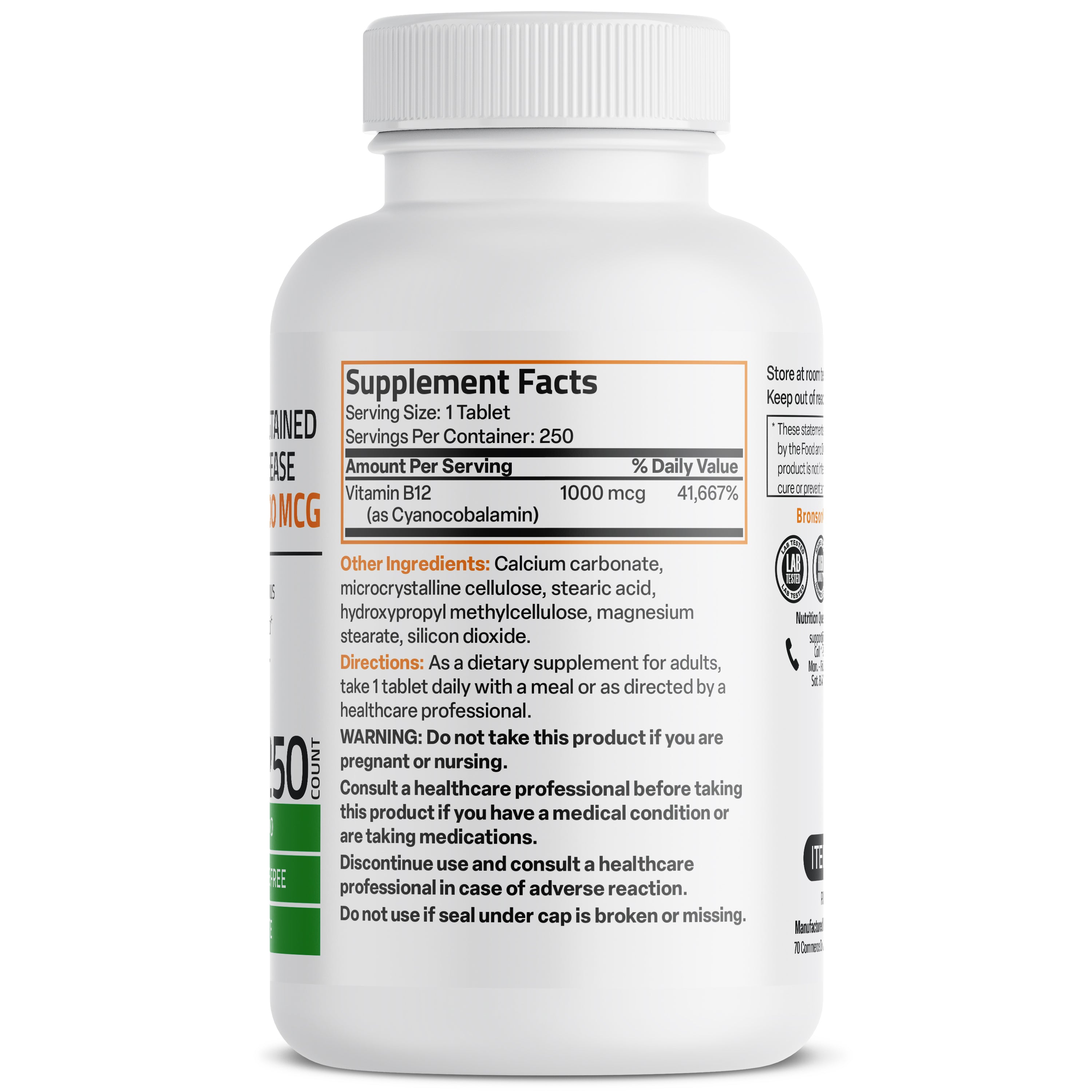 Bronson Vitamin B12 Sustained Release Non-GMO - 1,000 Mcg | Vitamins ...