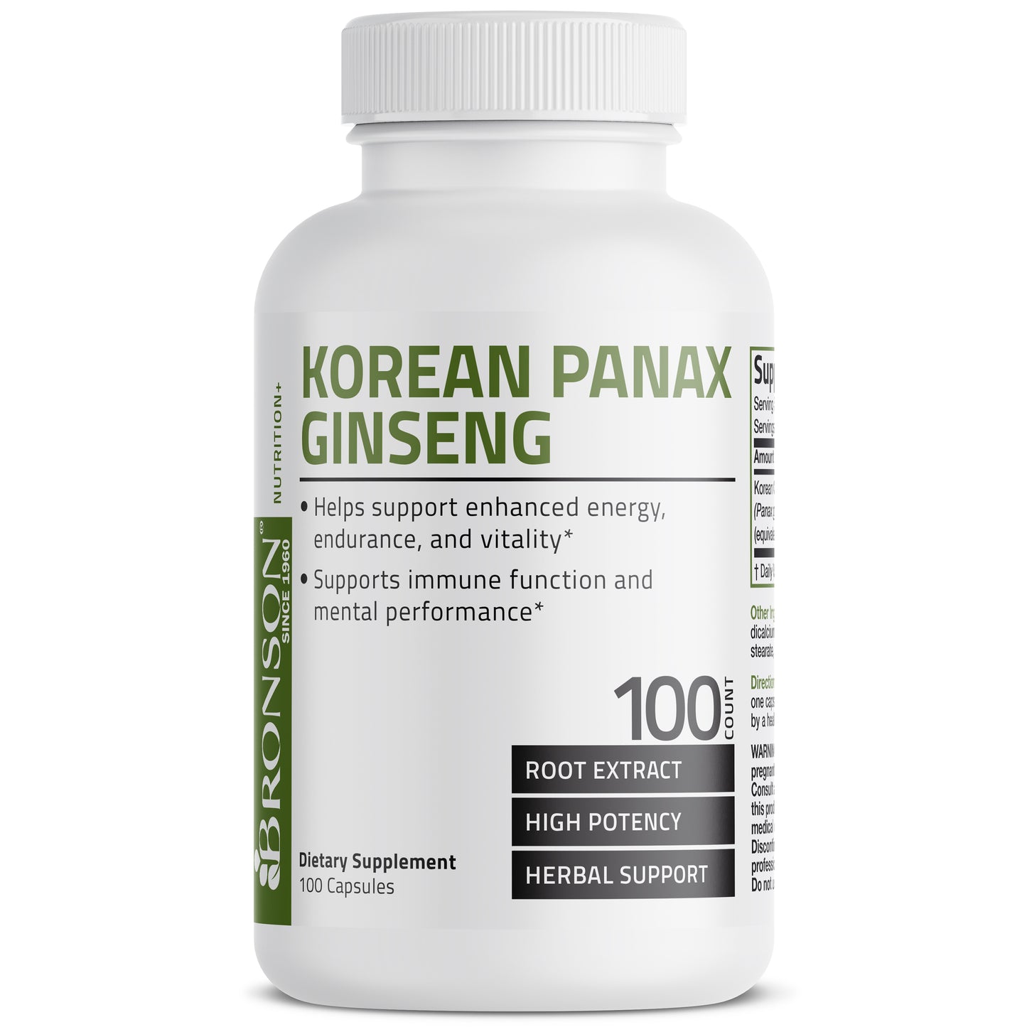 Korean Panax Ginseng Root - 500 mg, 100 Capsules