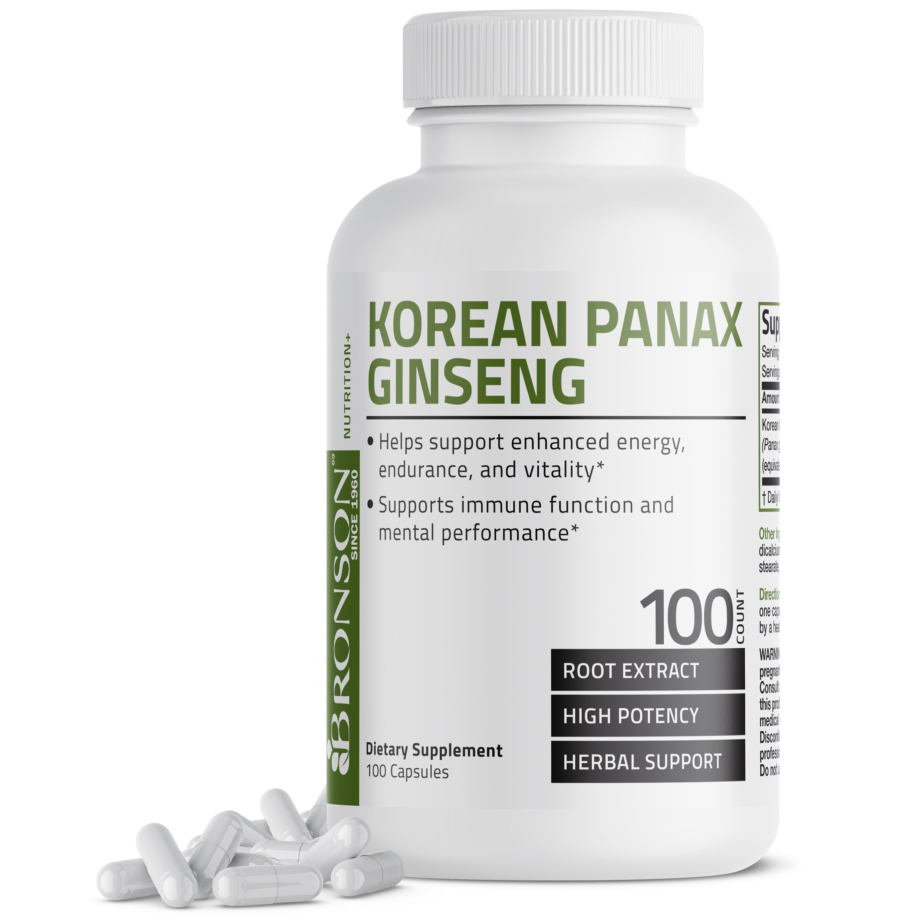 Korean Panax Ginseng Root - 500 mg, 100 Capsules view 1 of 6