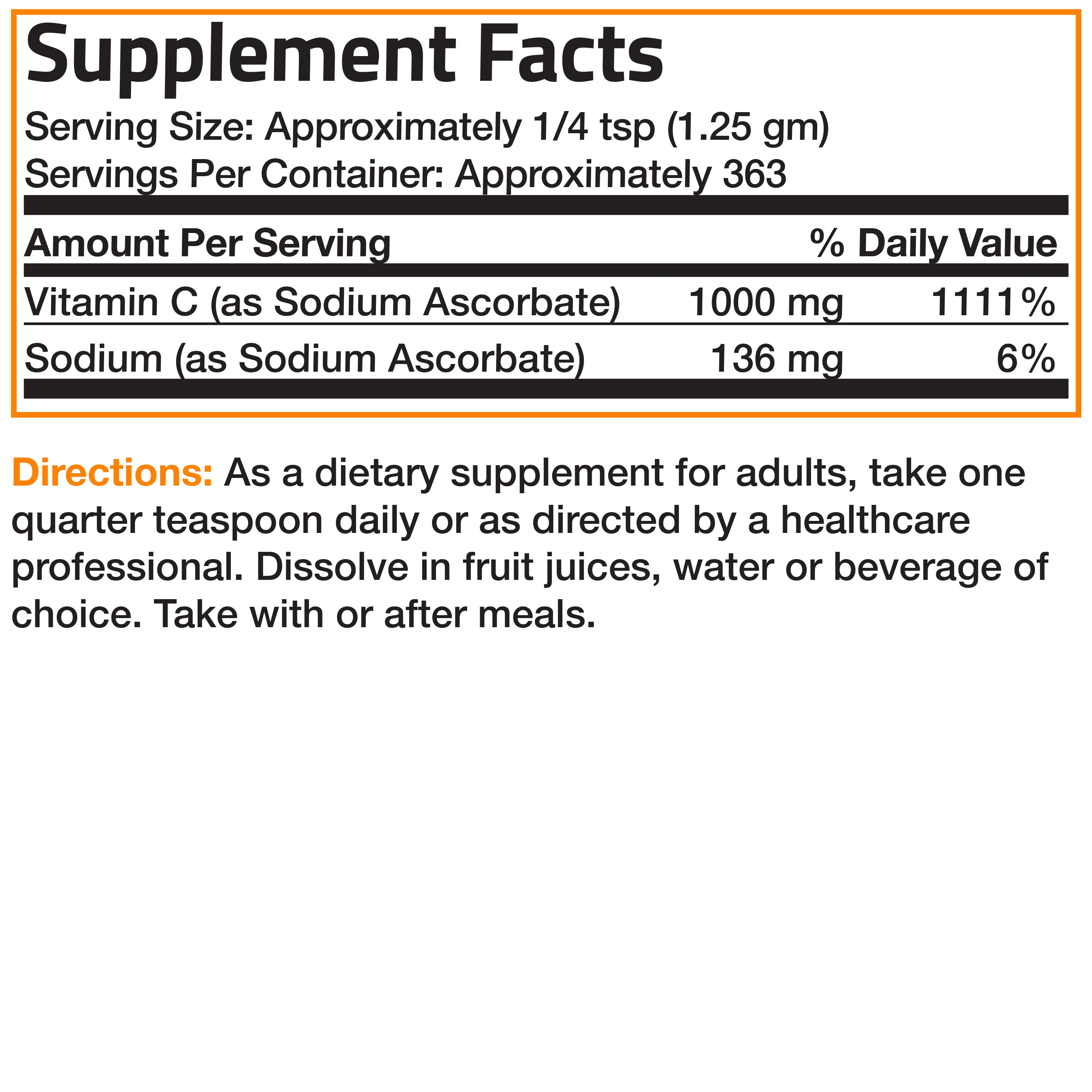 Vitamin C Non-Acidic Sodium Ascorbate Crystals - 1,000 mg view 9 of 5