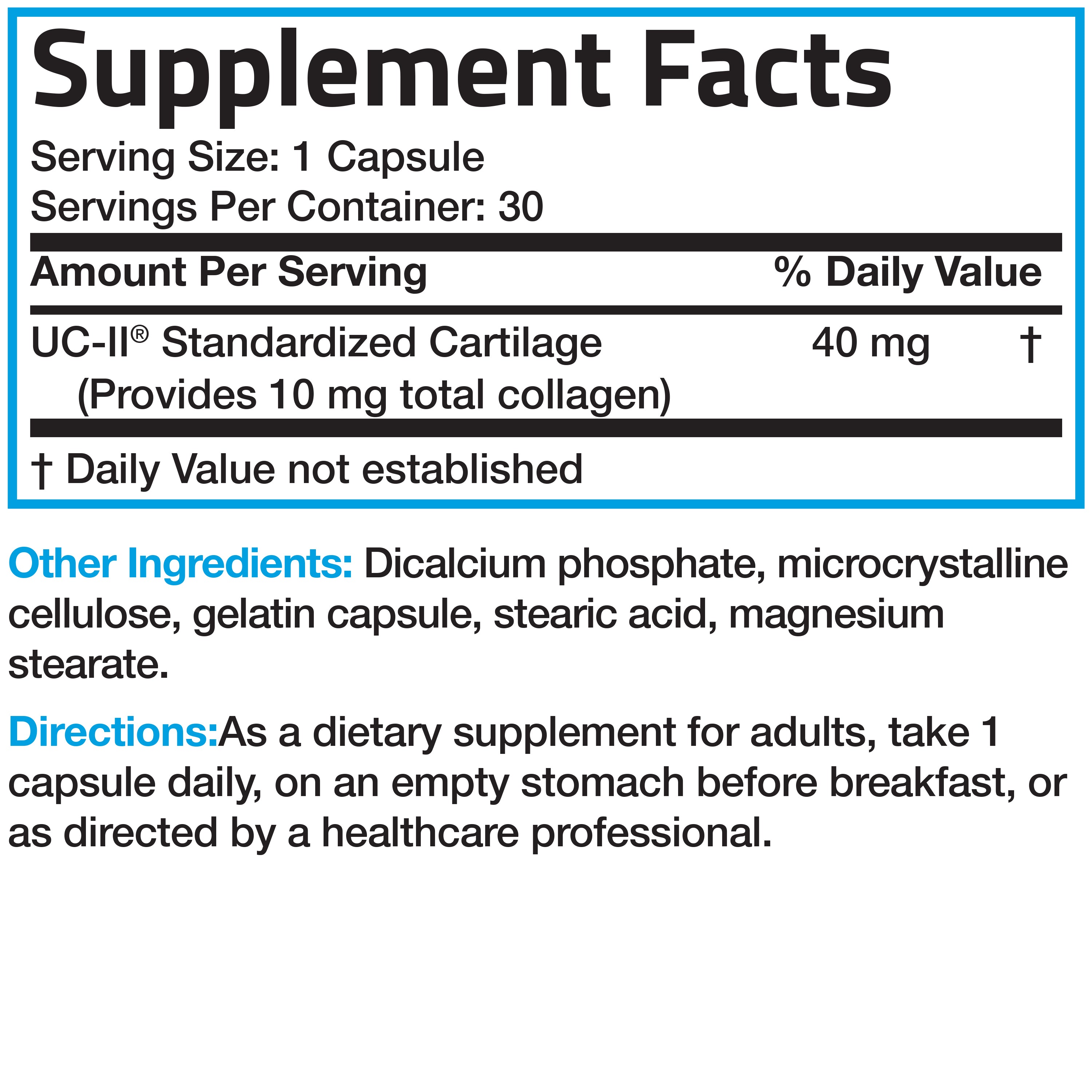 UC-II® Collagen with Undenatured Type II Collagen - 30 Capsules view 6 of 6