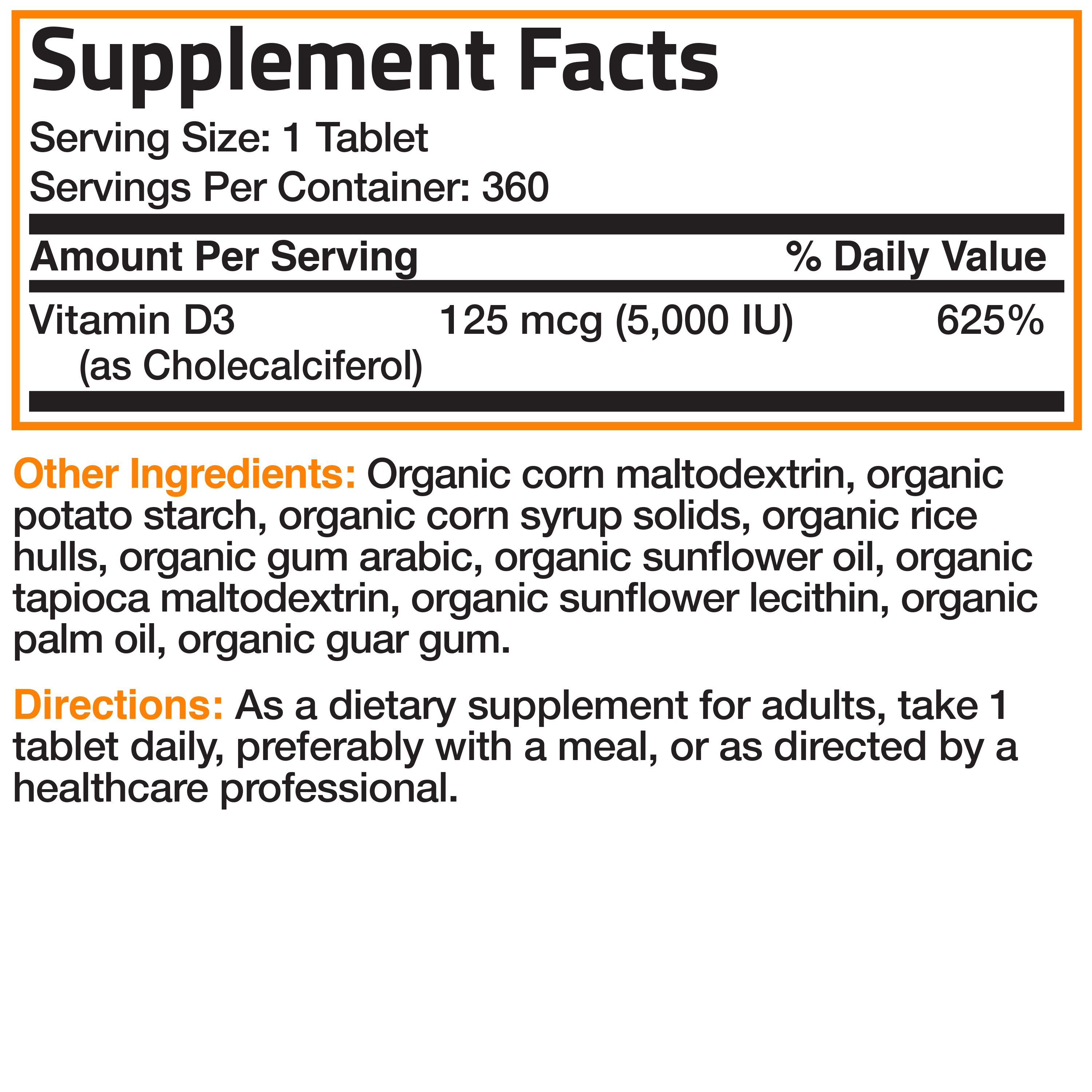 Vitamin D3 USDA Certified Organic - 5,000 IU view 12 of 6