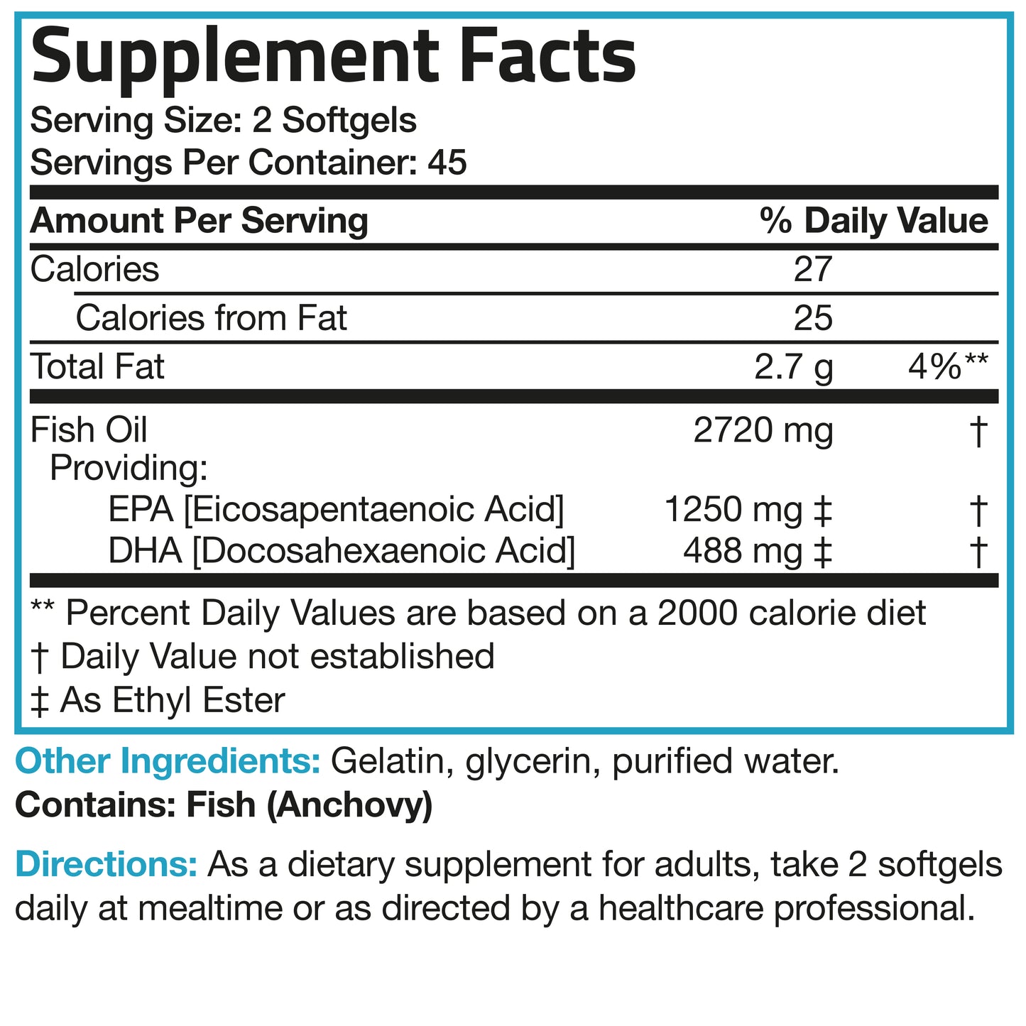 Omega-3 Fish Oil EPA DHA Triple Strength - 2,720 mg