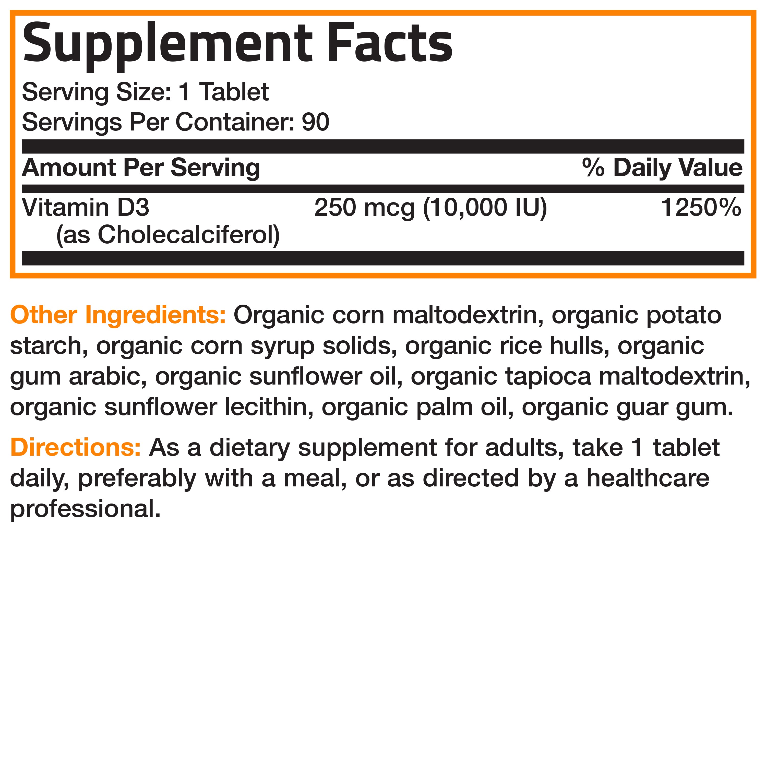 Vitamin D3 High Dose USDA Certified Organic - 10,000 IU view 6 of 6