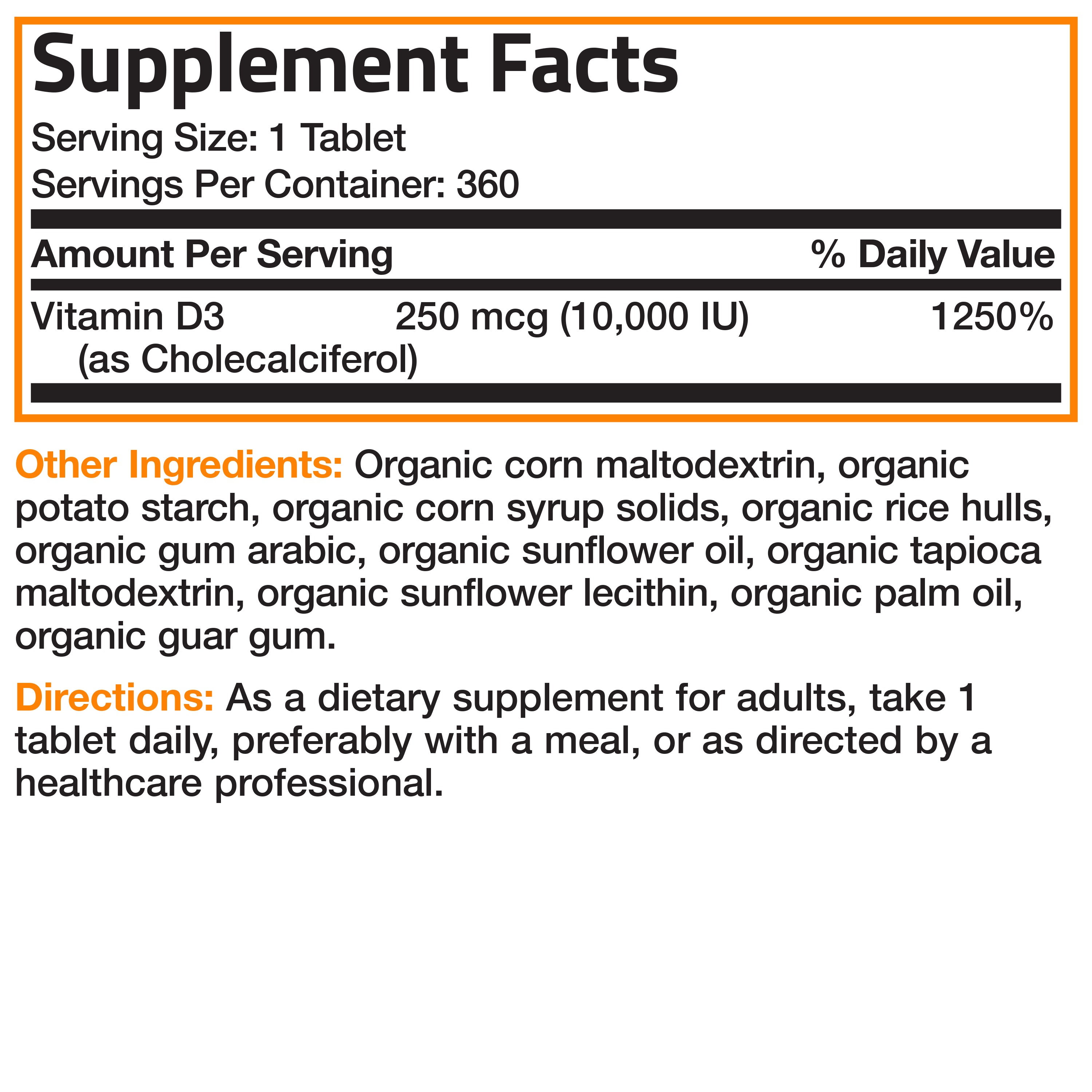 Vitamin D3 High Dose USDA Certified Organic - 10,000 IU view 18 of 6