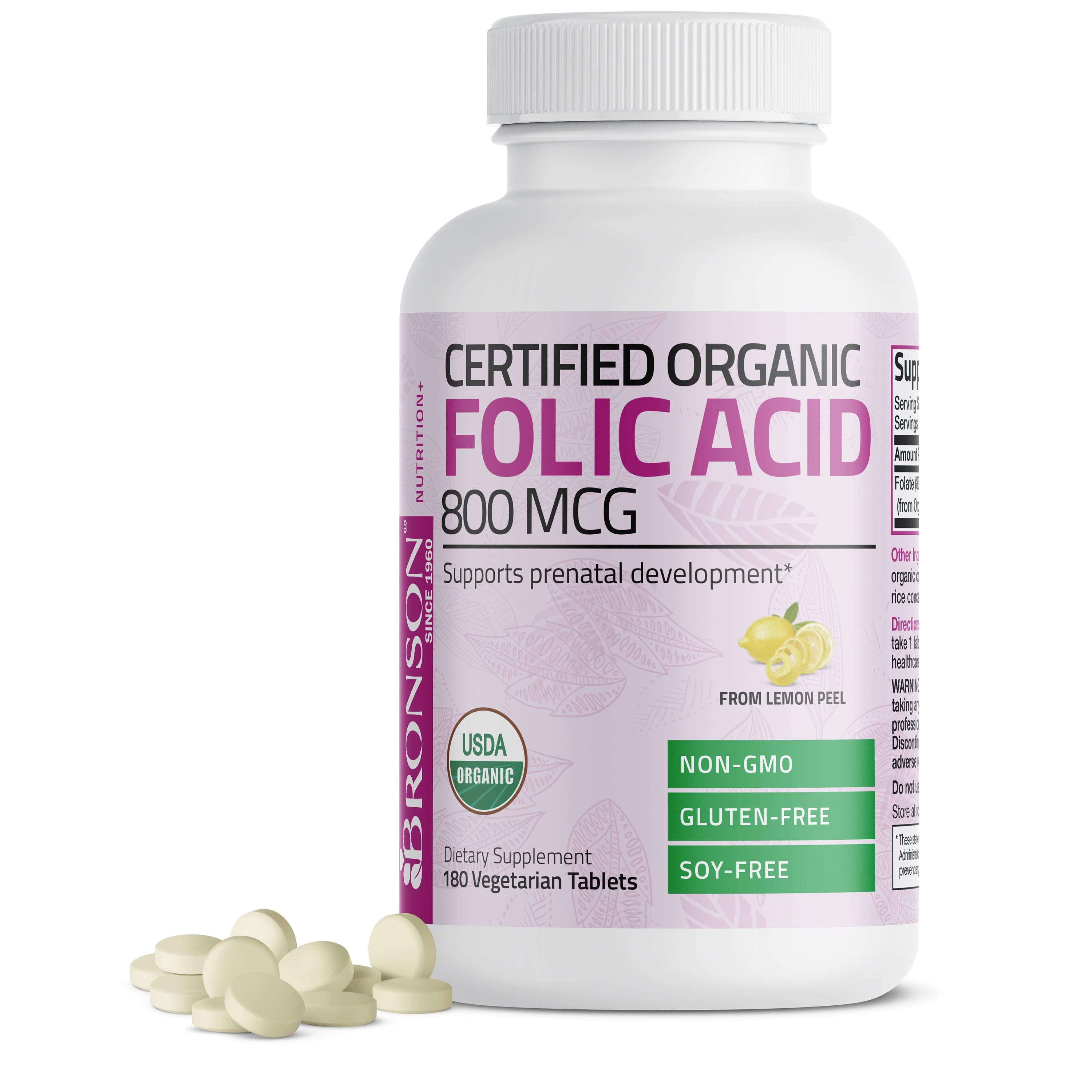 Folic Acid (Folate) Vegetarian USDA Certified Organic - 800 mcg view 1 of 6