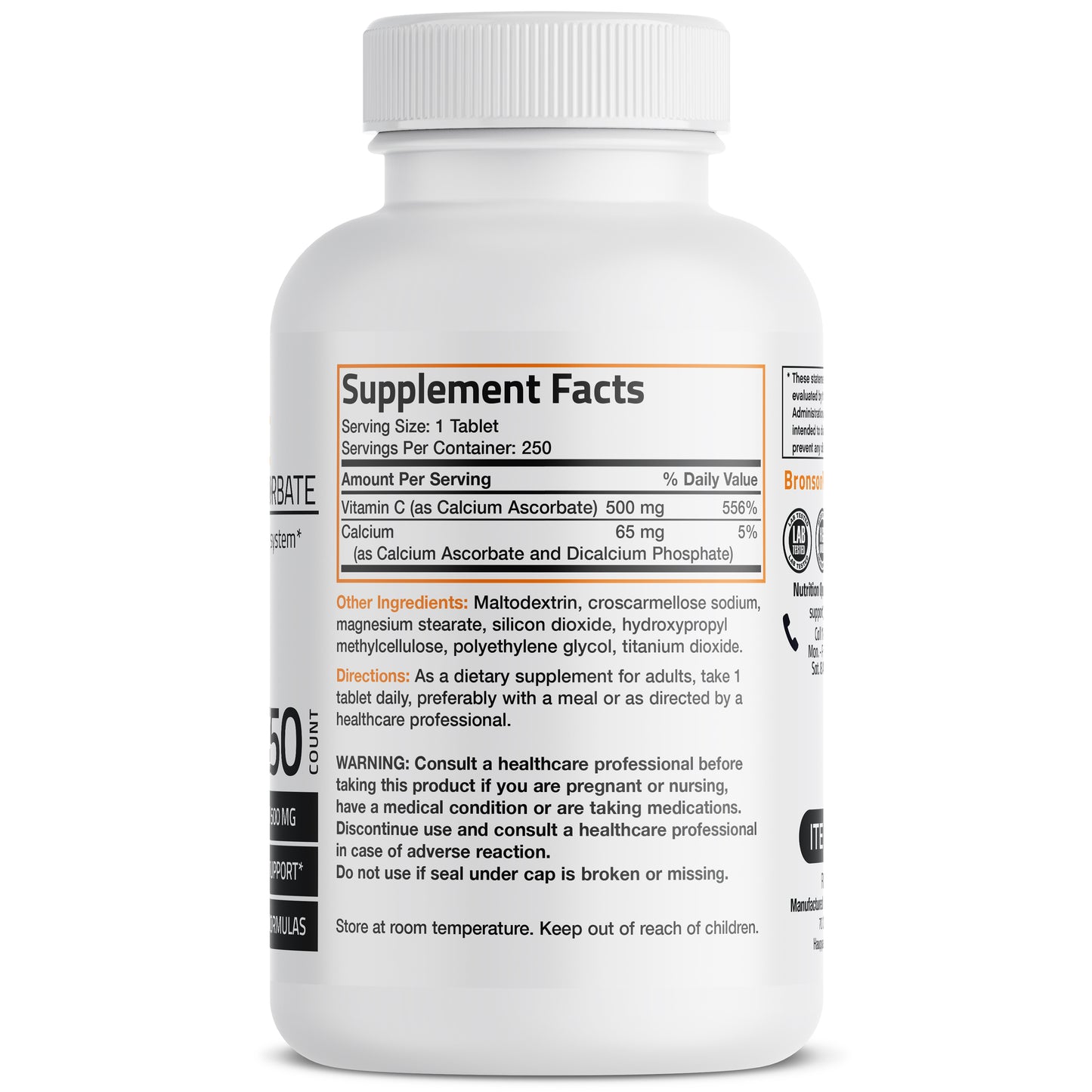 Buffered Vitamin C with Calcium Ascorbate - 500 mg - 250 Tablets