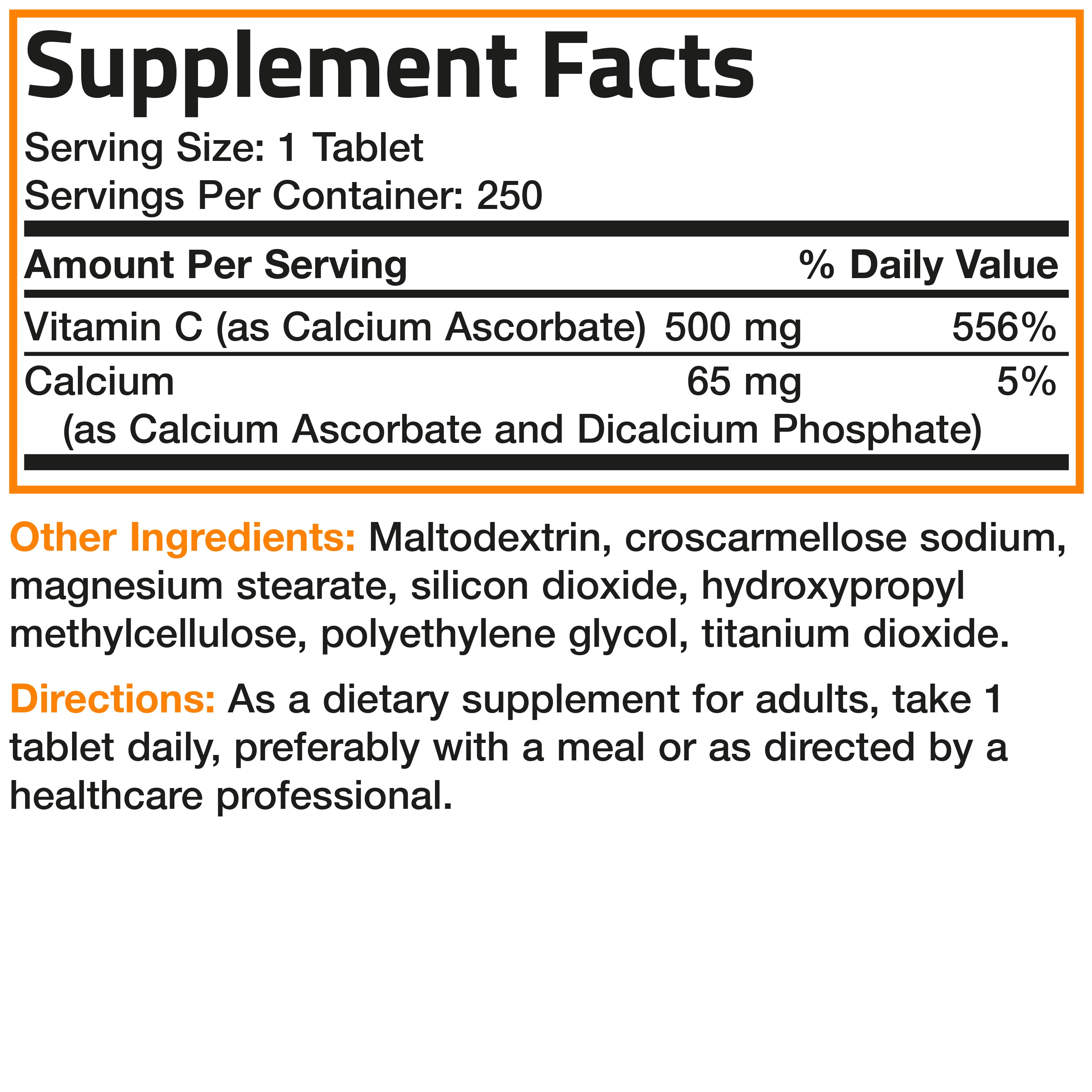 Buffered Vitamin C with Calcium Ascorbate - 500 mg - 250 Tablets view 4 of 4