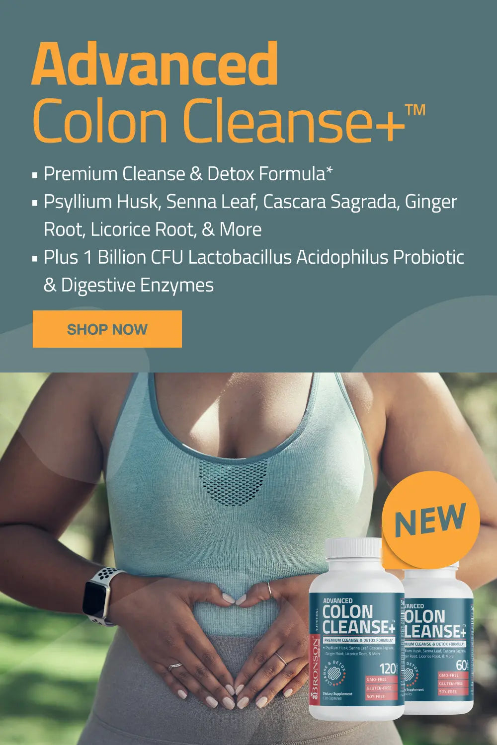 Advanced Colon Cleanse+ Premium Cleanse & detox formula, Psyllium Husk, Senna Leaf, Cascara Sagrada, Ginger Root, Licorice Root & More, Plus 1 Billion CFU Lactobacillus Acidophilus Probiotic & Digestive Enzymes