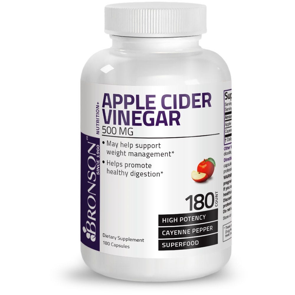 Apple Cider Vinegar with Cayenne Pepper High Potency - 500 mg - 180 Capsules view 1 of 6