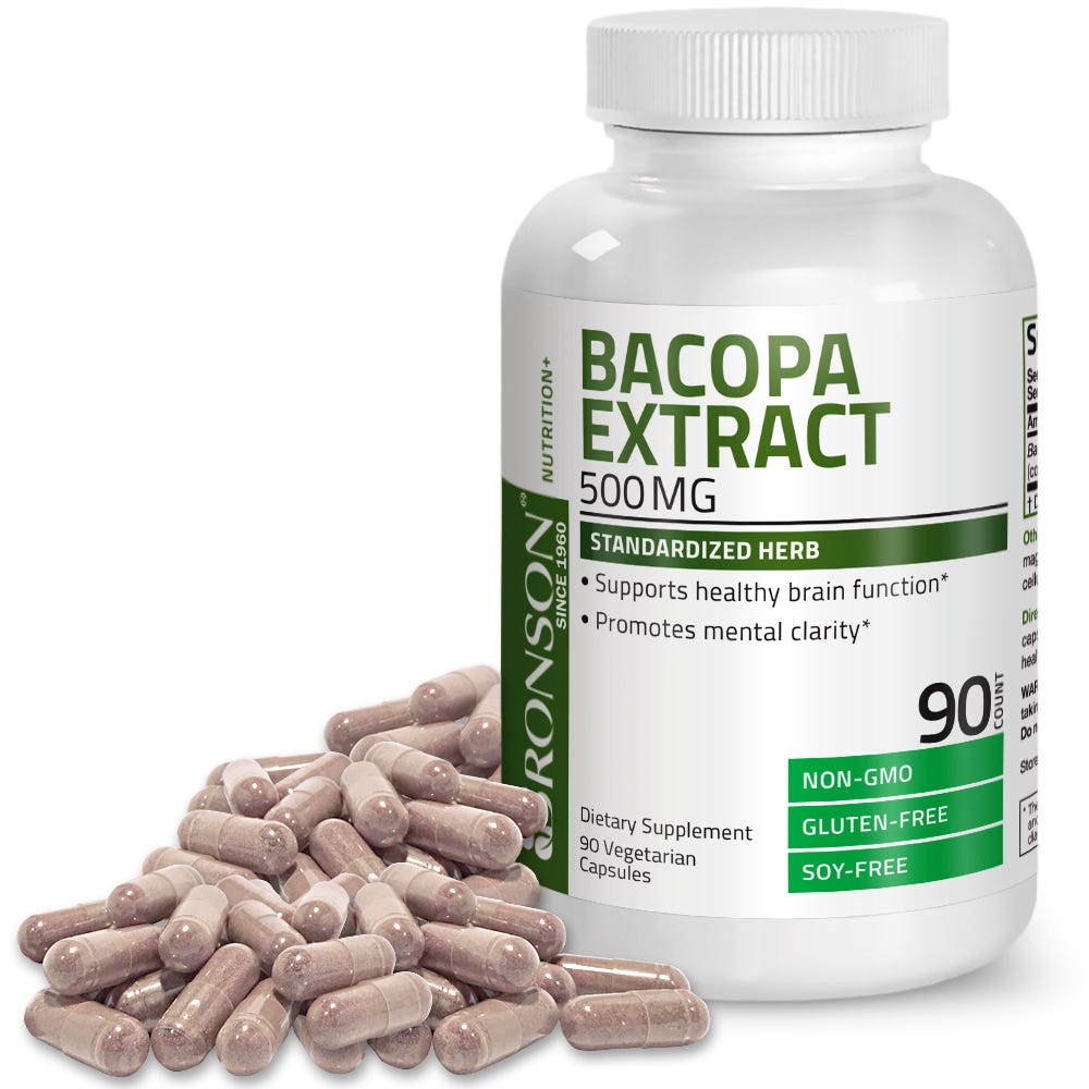 Bacopa Monniera Standardized Extract - 500 mg - 90 Vegetarian Capsules view 1 of 5