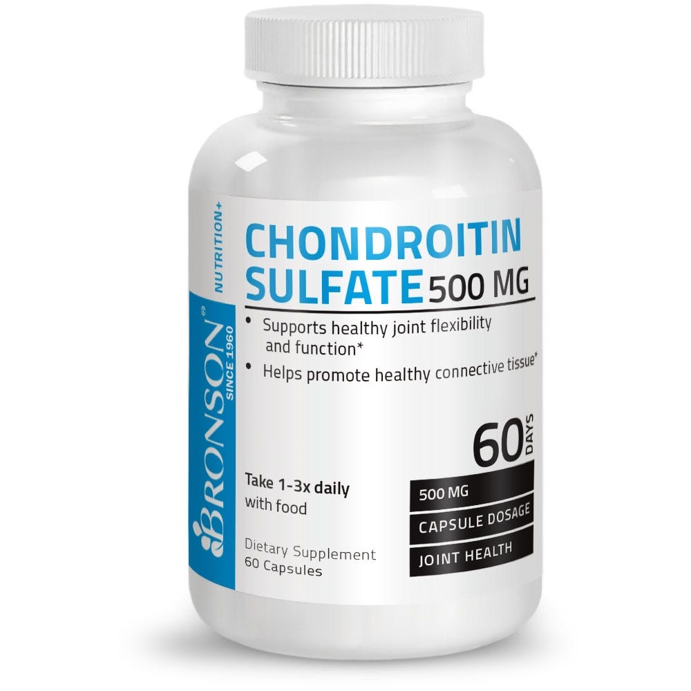 Chondroitin Sulfate - 500 mg - 60 Capsules, Item #258, Bottle, Front Label