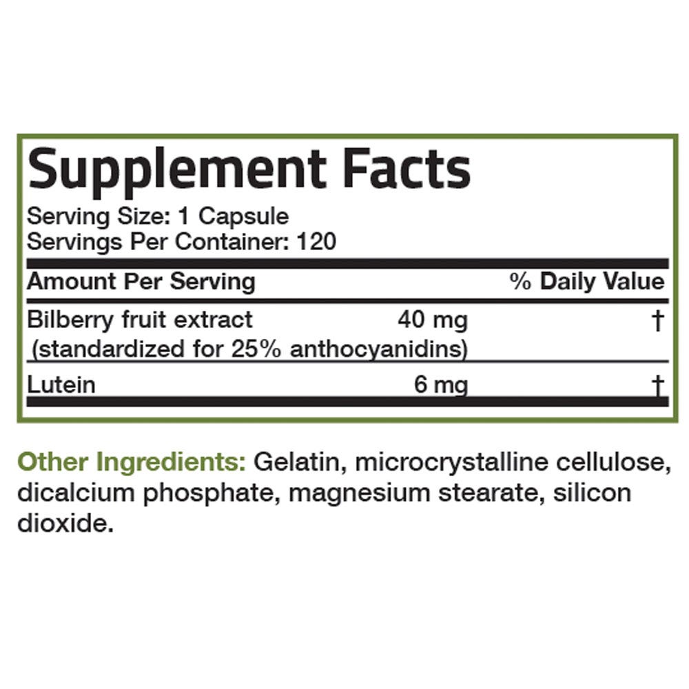 Bilberry with Lutein High Potency - 120 Capsules view 6 of 6