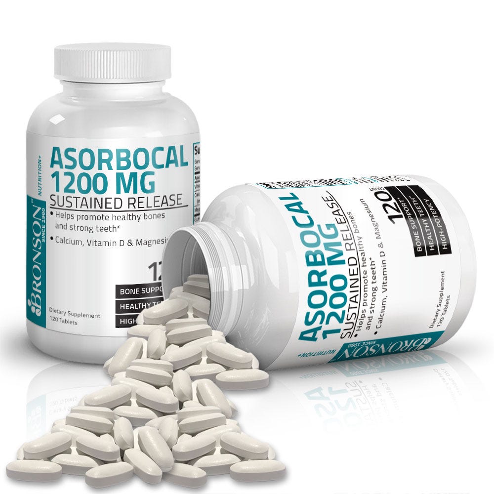 AsorboCal Calcium, Vitamin D & Magnesium High Potency Sustained Release - 1,200 mg - 120 Tablets view 3 of 6