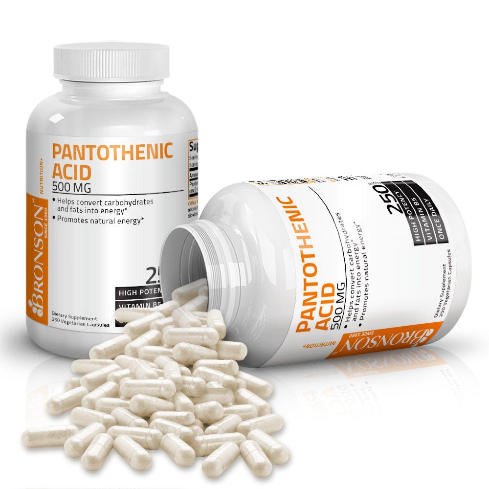 Pantothenic Acid Vitamin B5 - 500 mg - 250 Vegetarian Capsules view 3 of 6